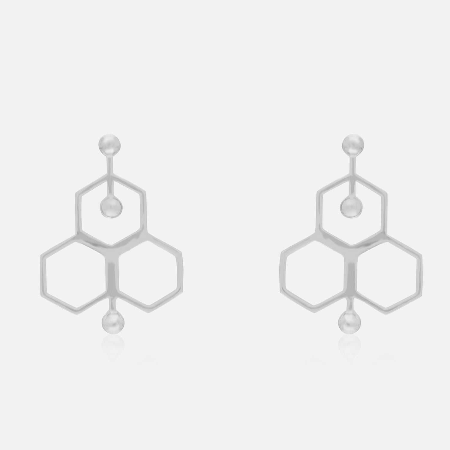 Sterling Silver Molecular Hexagon Drop Earrings – Science Collection | SKU: 0022638601, 0022638618, 0022638625, 0005867455, 0005867462, 0005867479, 0005867486, 0005867493, 0005867509, 0005867516