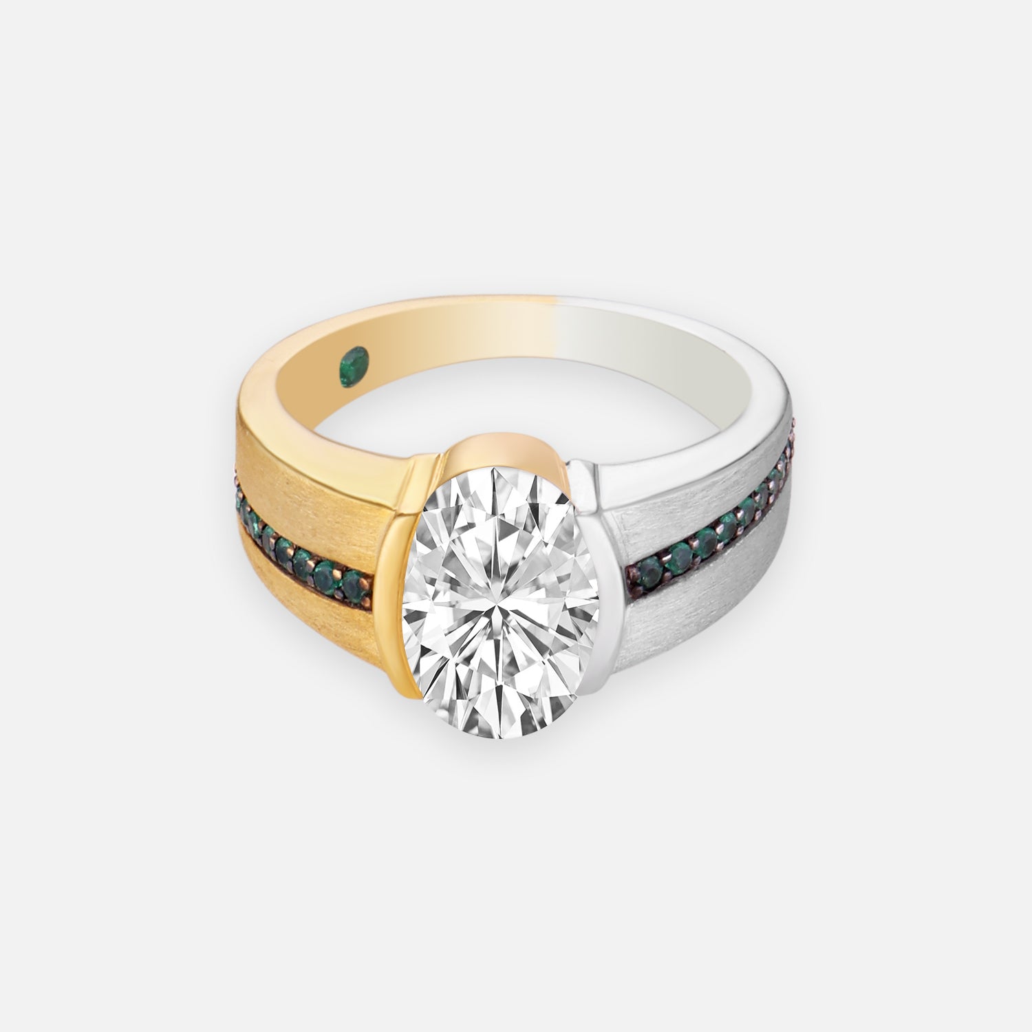 Contemporary Oval-Cut Lab Grown Diamond Ring in Dual-Tone Gold | SKU: 0006509378