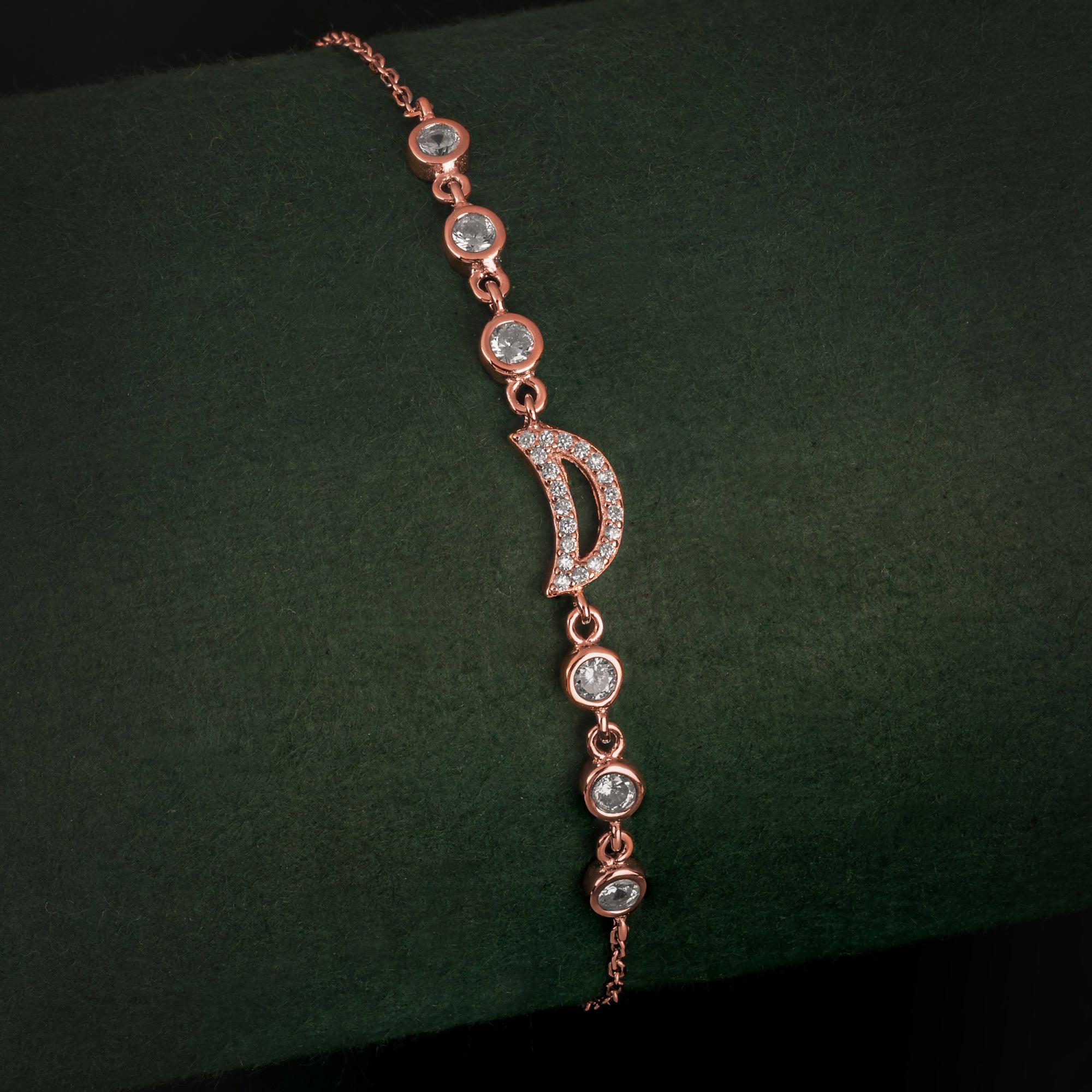 Rose Gold Bracelet Set With Drop Earrings