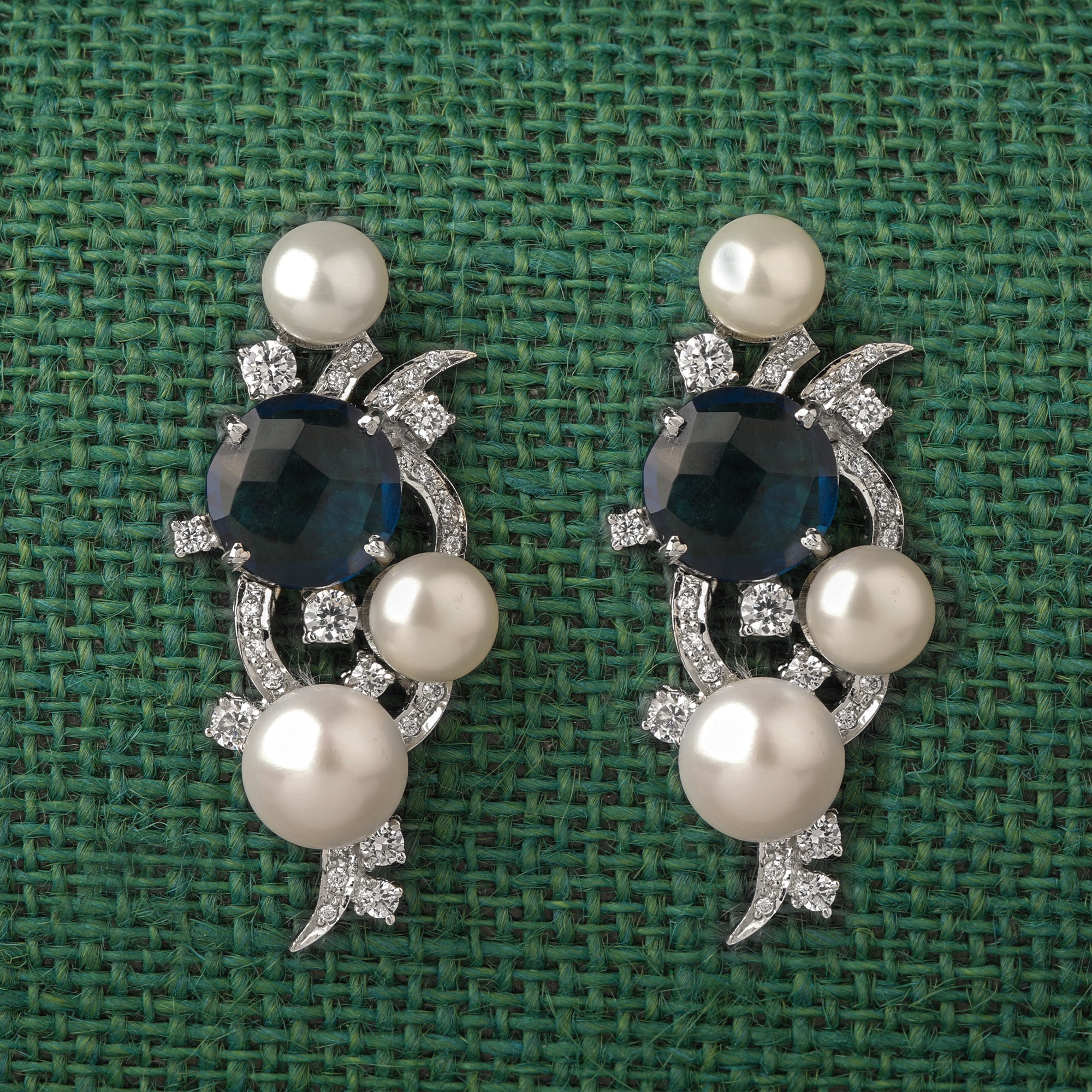 Vintage-Inspired Sapphire and Pearl Elegance Jewelry Set