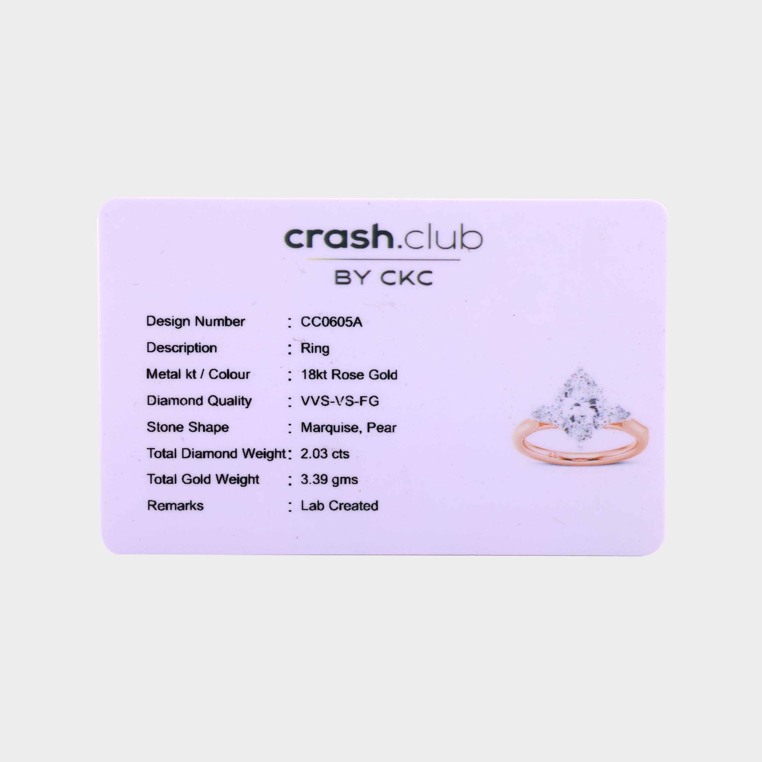 Marquise Cut 1.52 Carat & Pear Cut 0.51 Carat Elegant Lab Grown Diamond Ring  | SKU: 0019052649