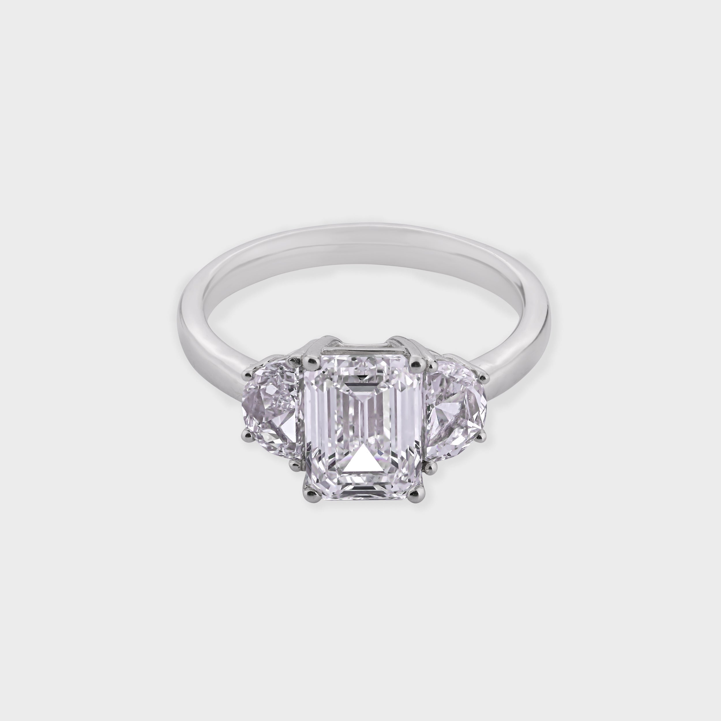 Emerald Cut 2.08 Carat & Various Cut 0.81 Carat Lab Grown Classic Diamond Ring | SKU: 0019053097