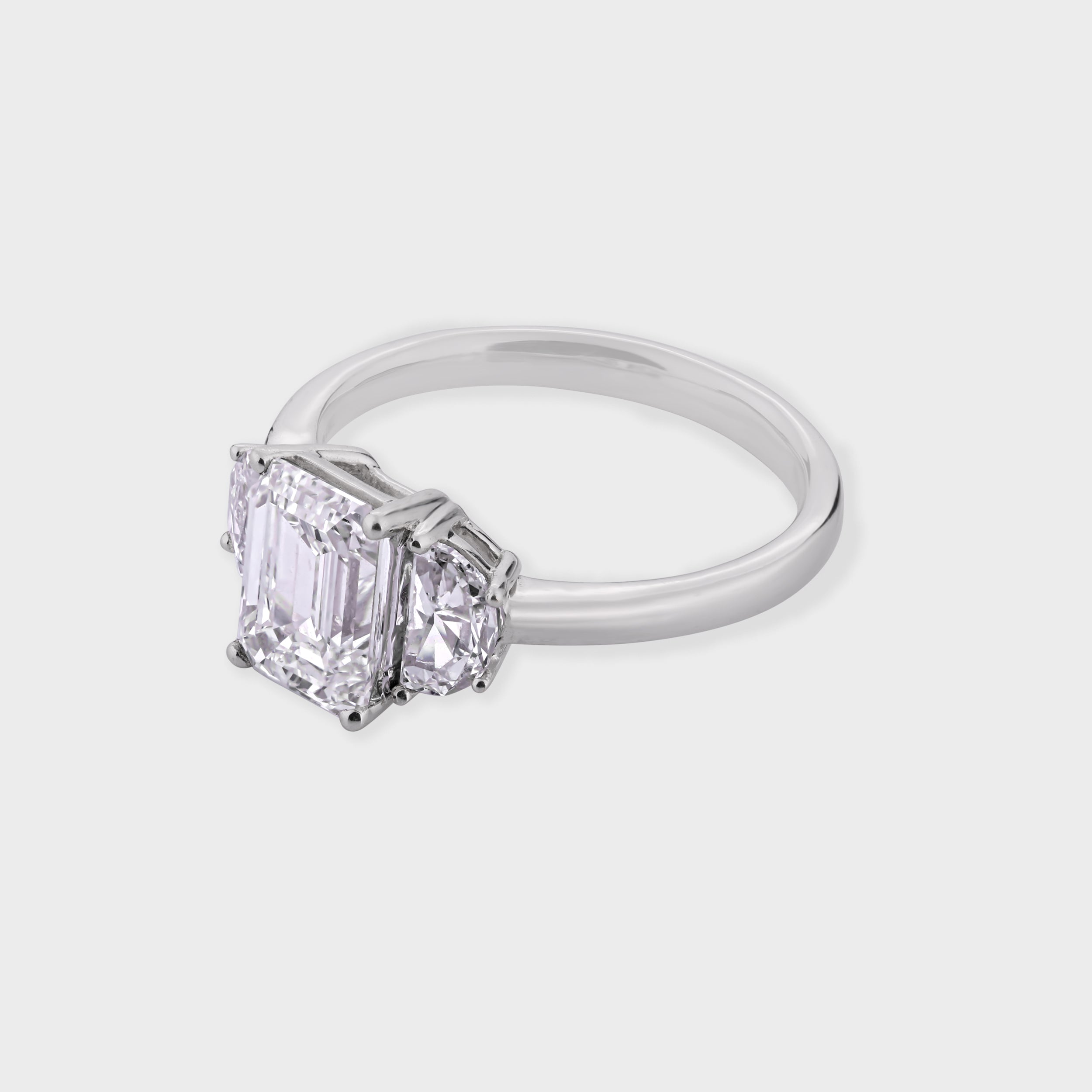 Emerald Cut 2.08 Carat & Various Cut 0.81 Carat Lab Grown Classic Diamond Ring | SKU: 0019053097