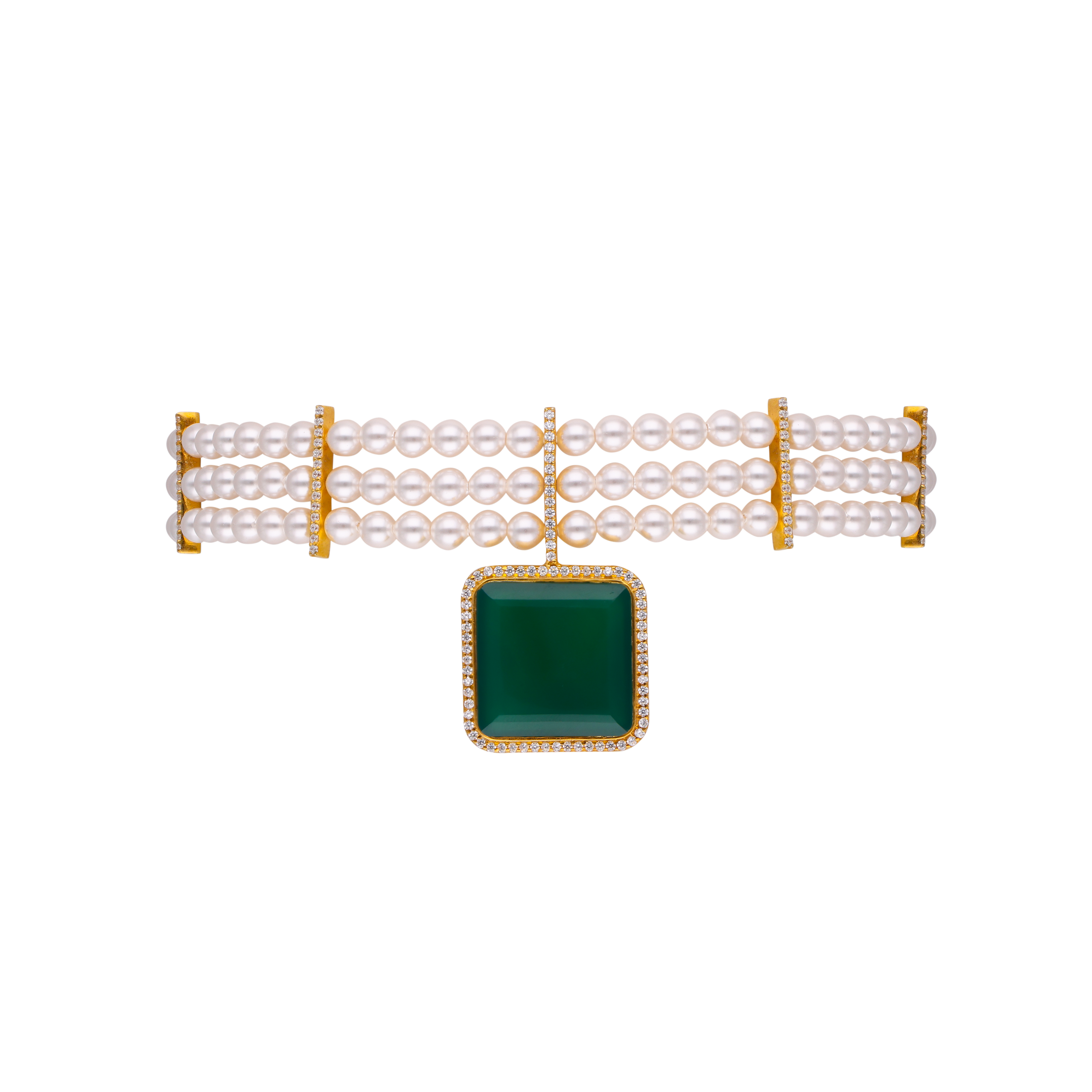 Gemstone-Adorned Pearl Collar | SKU: 0019163796, 0019163802, 0002929927, 0002929910