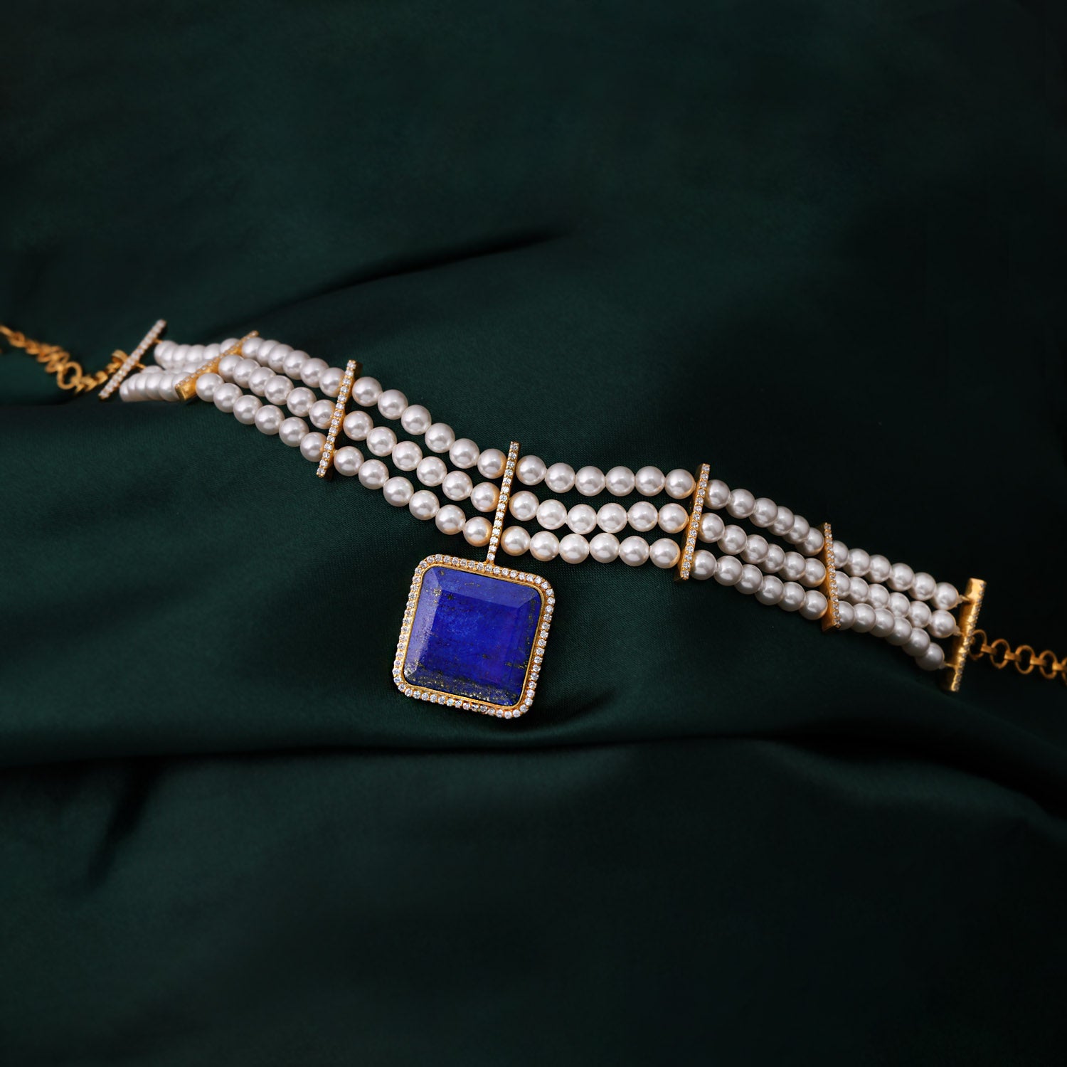 Gemstone-Adorned Pearl Collar | SKU: 0019163796, 0019163802, 0002929927, 0002929910