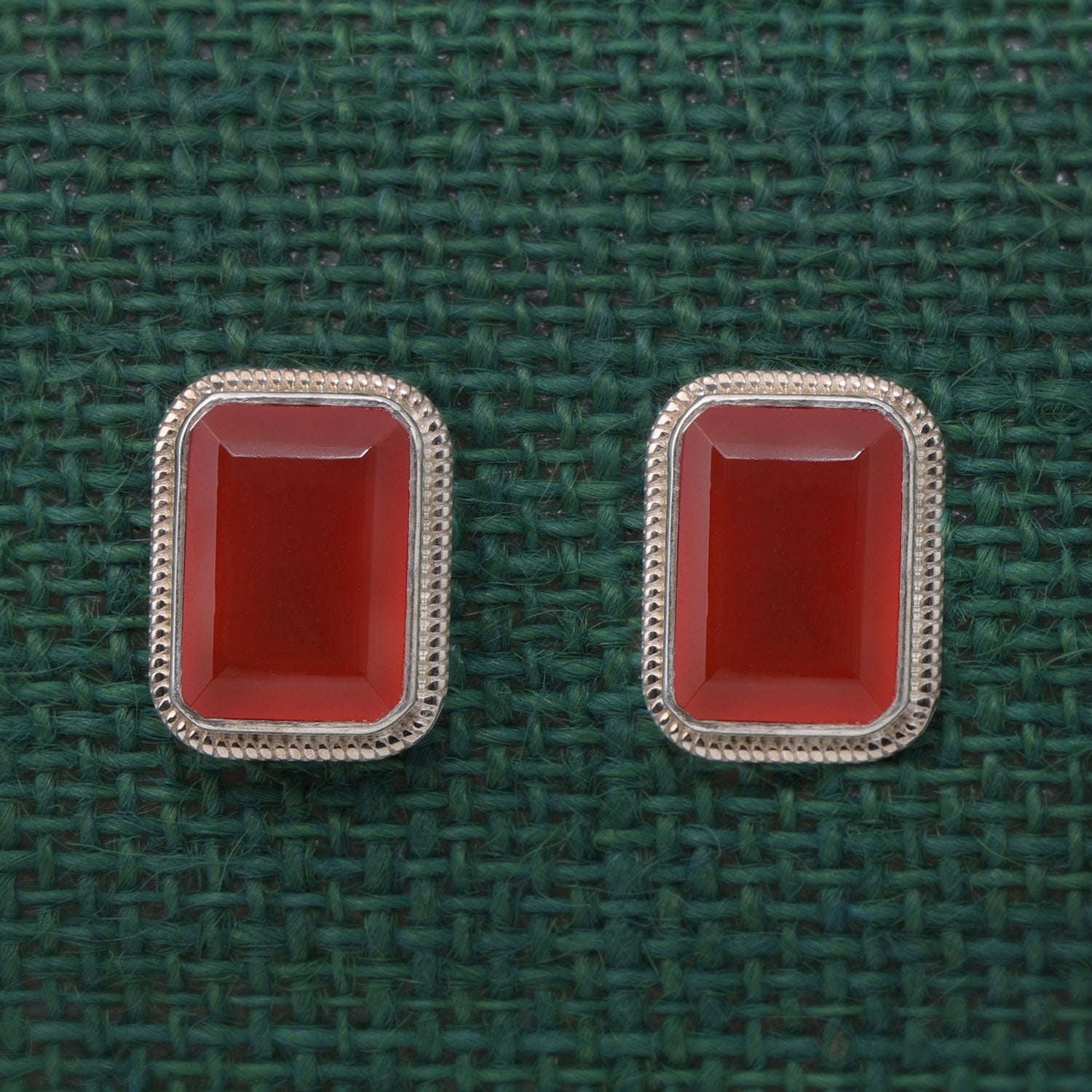 Red Symmetric Sparklers Bracelet & Stud Set