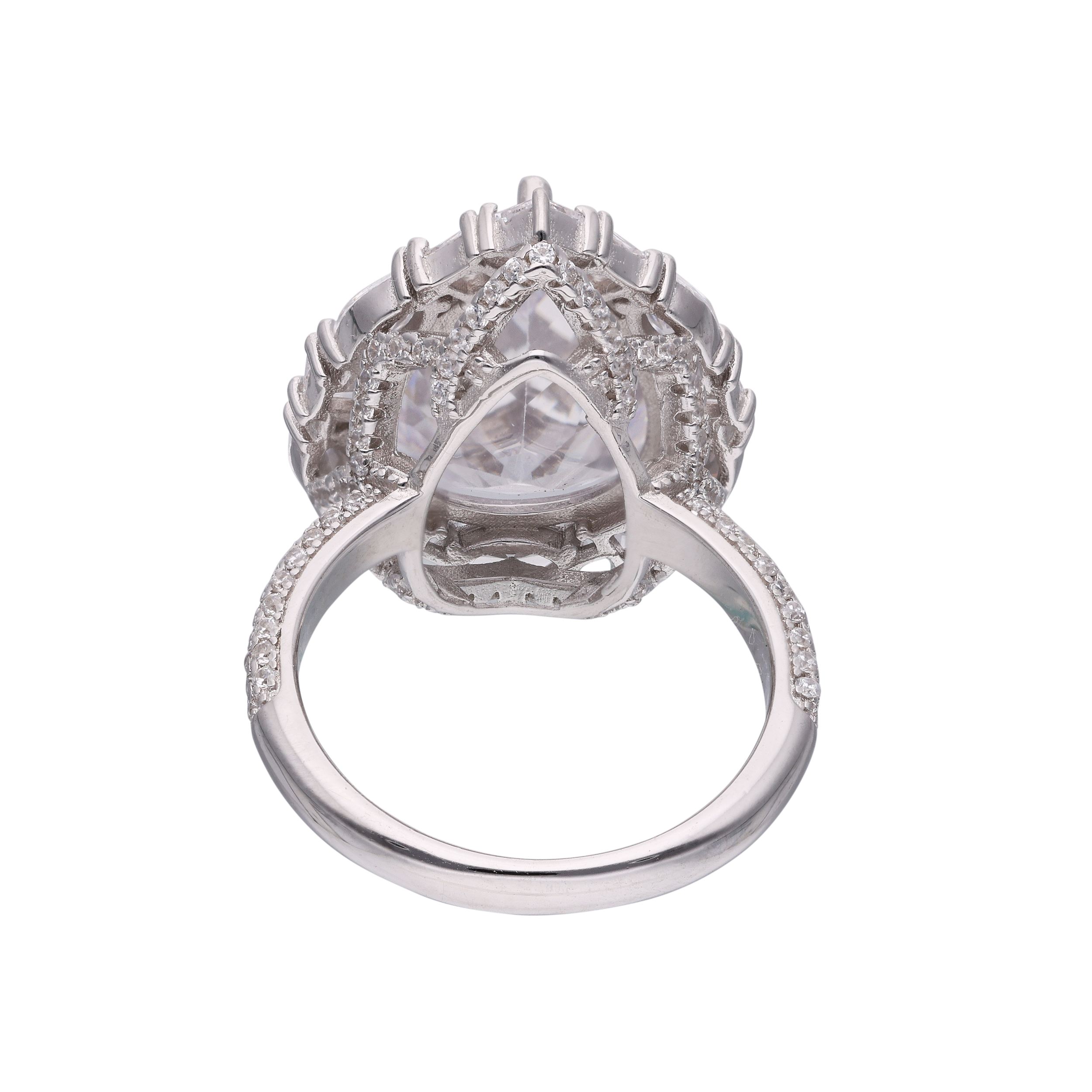 Pear-Shaped Solitaire Silver Ring | SKU: 0019211619, 0019211602