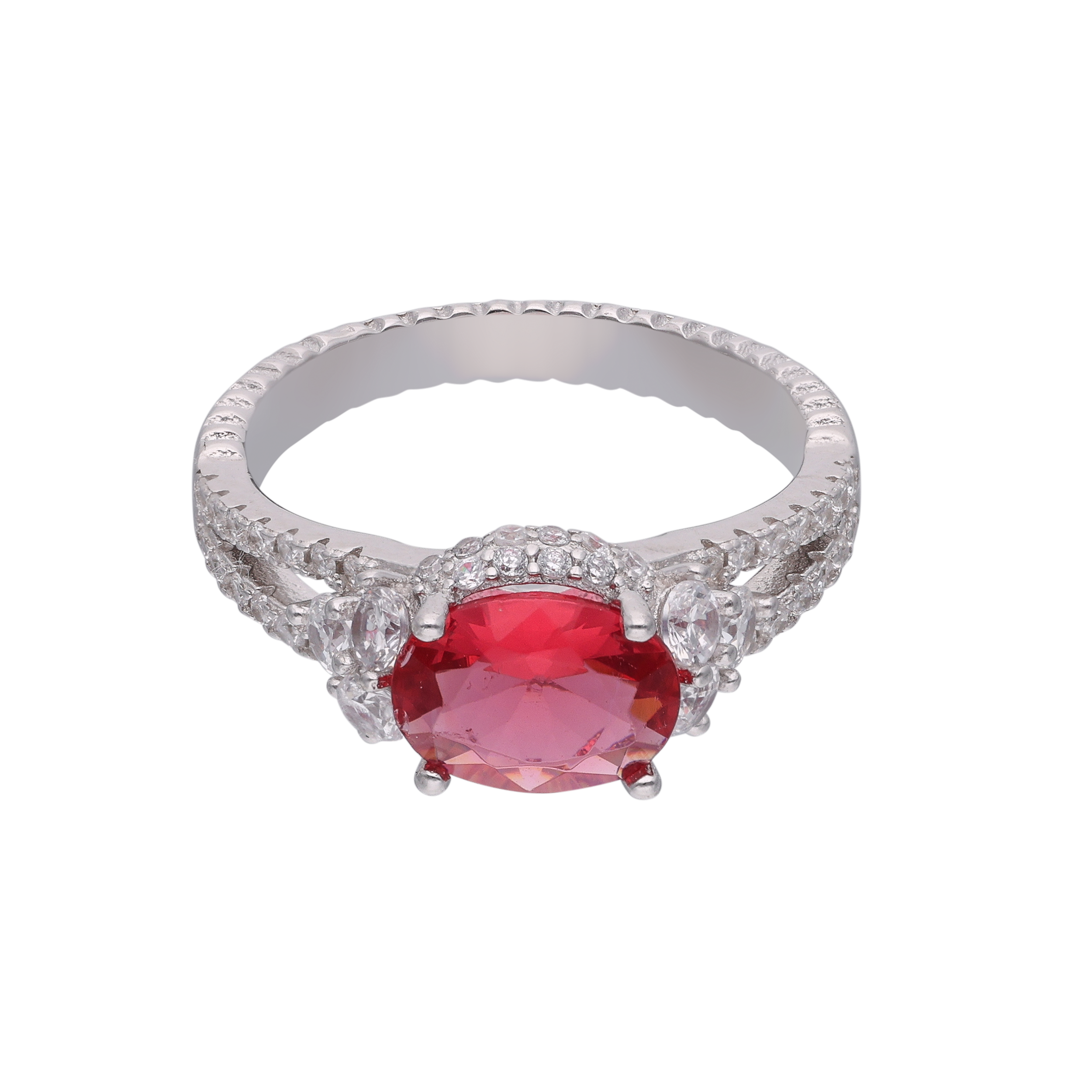 Red Stone Silver Ring | SKU : 0002931111