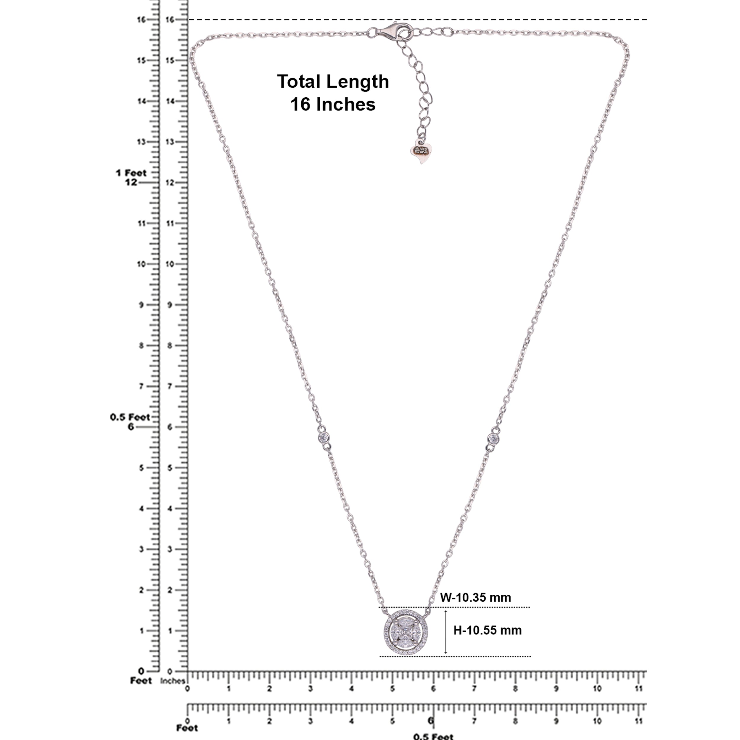 "Radiant Orbit: Sterling Silver Round Pendant Chain | SKU: 0002984131, 0002983936