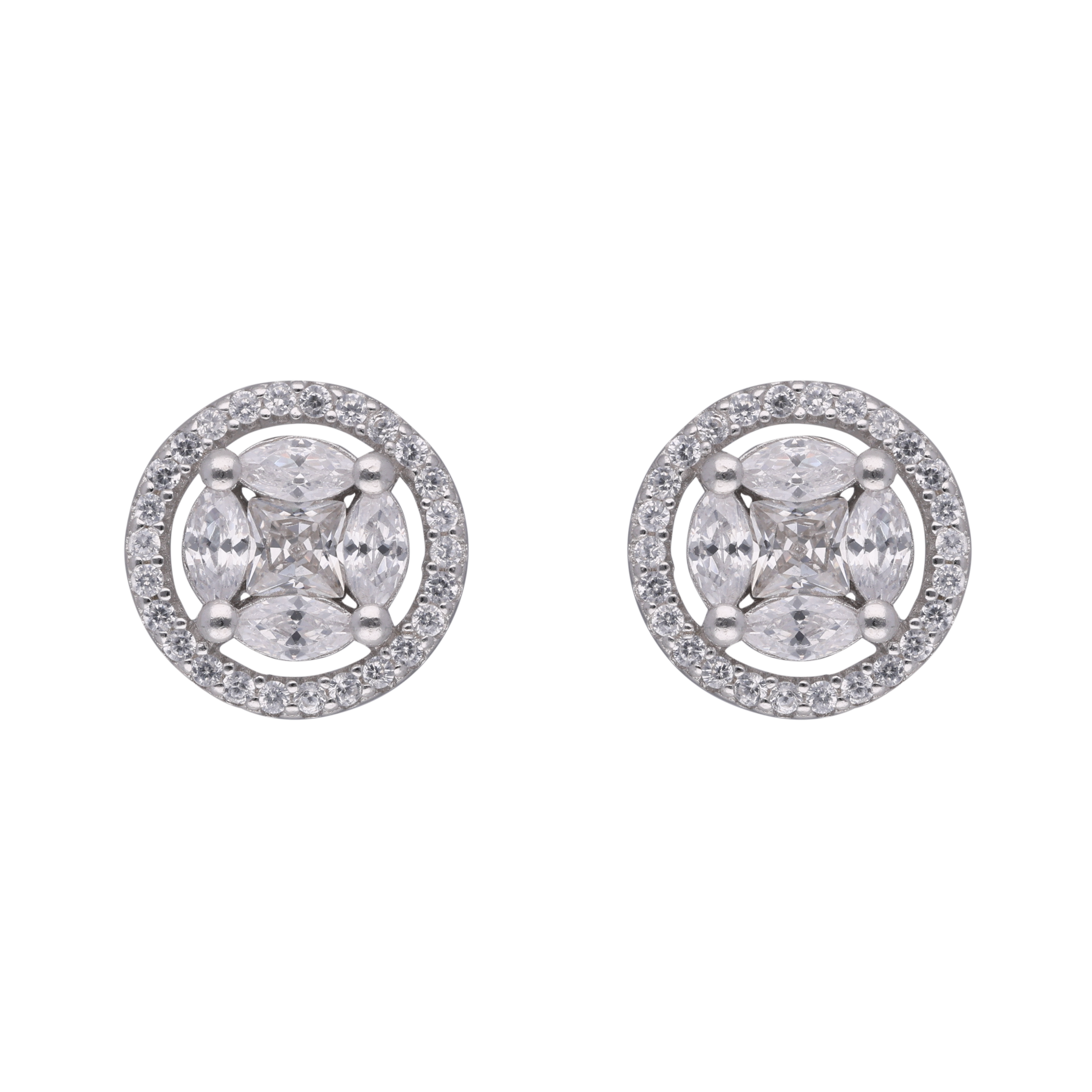 Orbital Radiance: Sterling Silver Round Stud Earrings | SKU: 0002984094, 0002983943, 0019258393, 0019258270