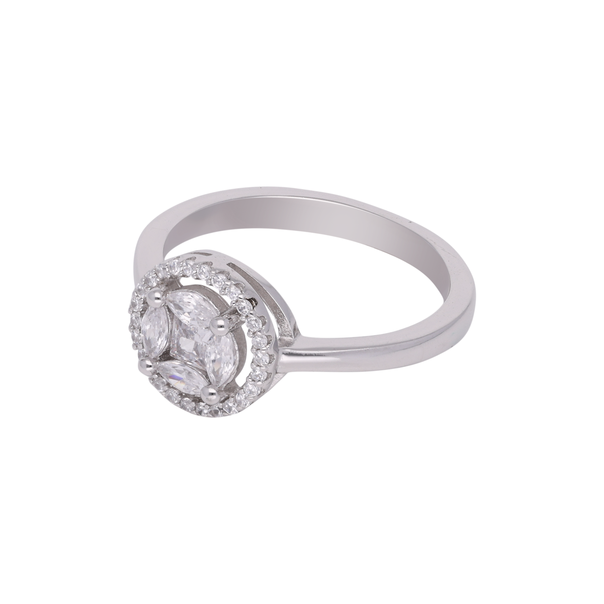 Sterling Silver Round Ring with Cubic Zirconia Design | SKU: 0002984100, 0002983950