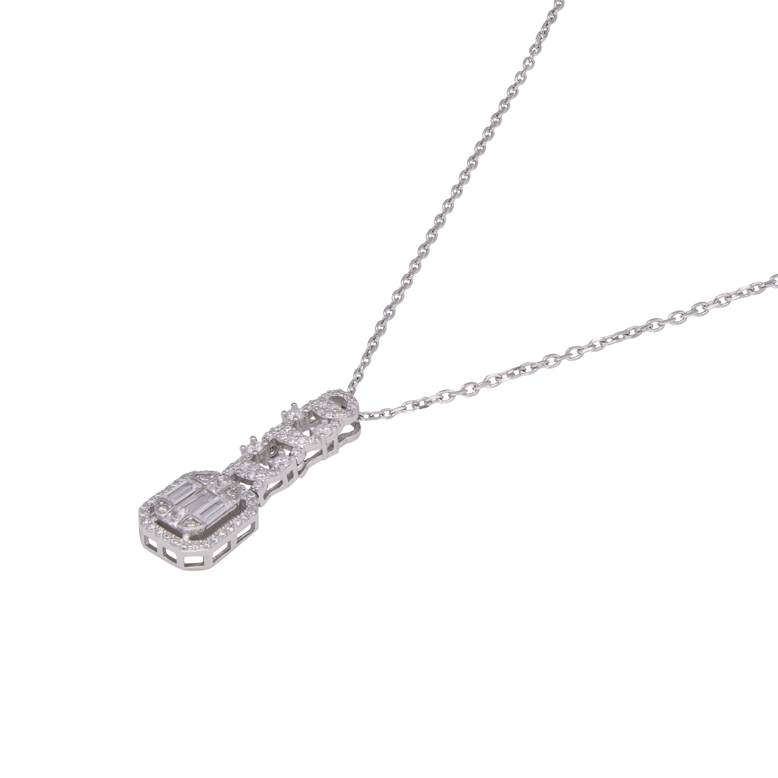 Serenity Sparkle: Silver Drop Pendant Chain | SKU: 0002984063, 0002984179, 0002984001