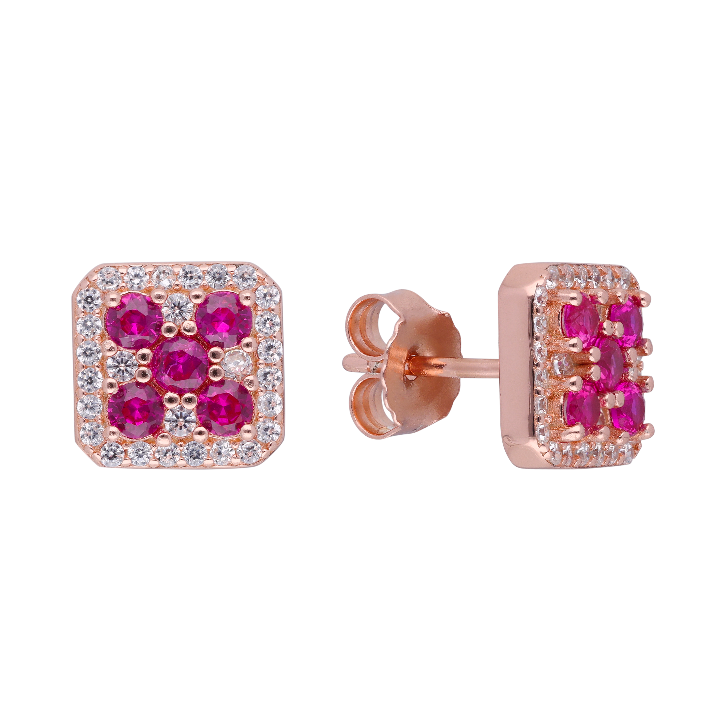 Rose Gold Stud Earrings Vibrant Cubic Zirconia Sparkle | SKU: 0019272849