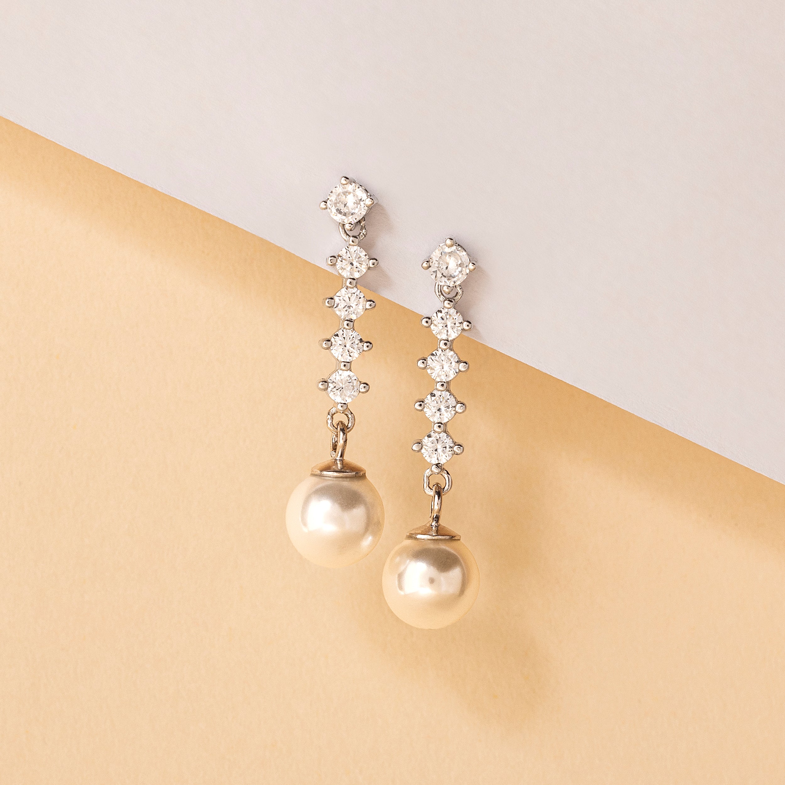 Designer Pearl Silver Drop Earrings | 0019281087, 0019281186