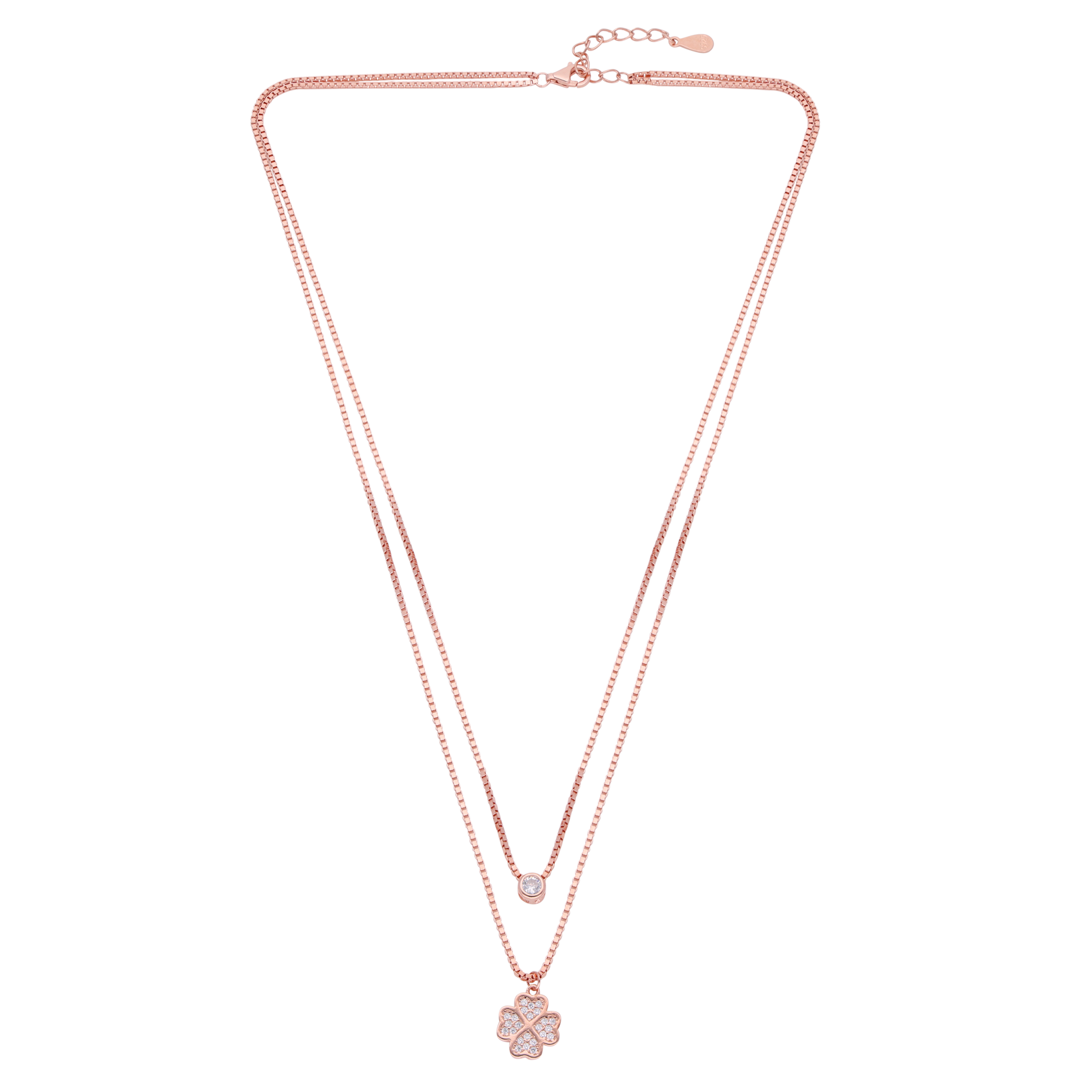 "Blooming Beauty: Rose Gold Layered Silver Chain | SKU: 0019281896, 0019282039, 0019282060