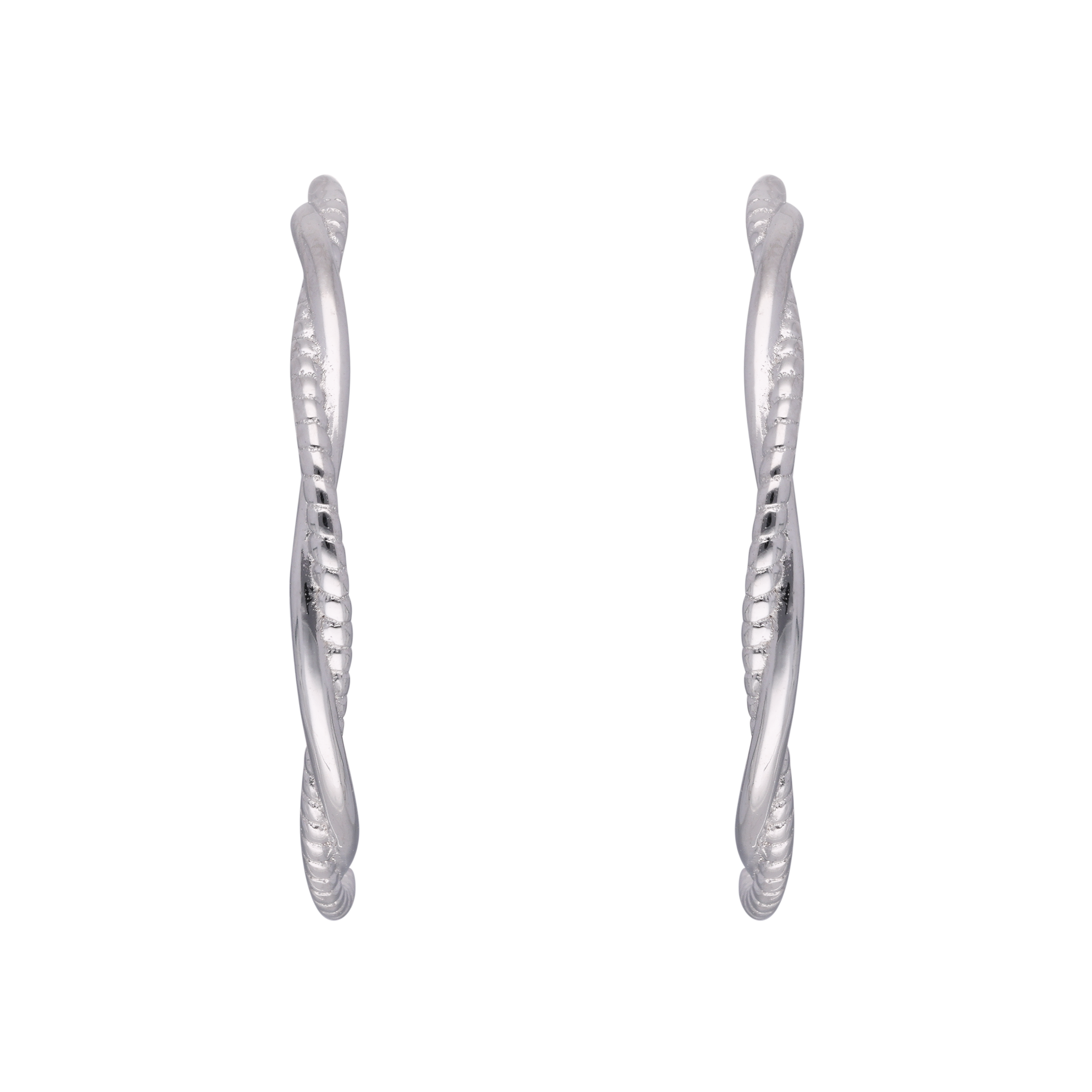 Sleek Silver Twirl Hoop Earrings | SKU: 0003085691, 0019311920, 0019311937