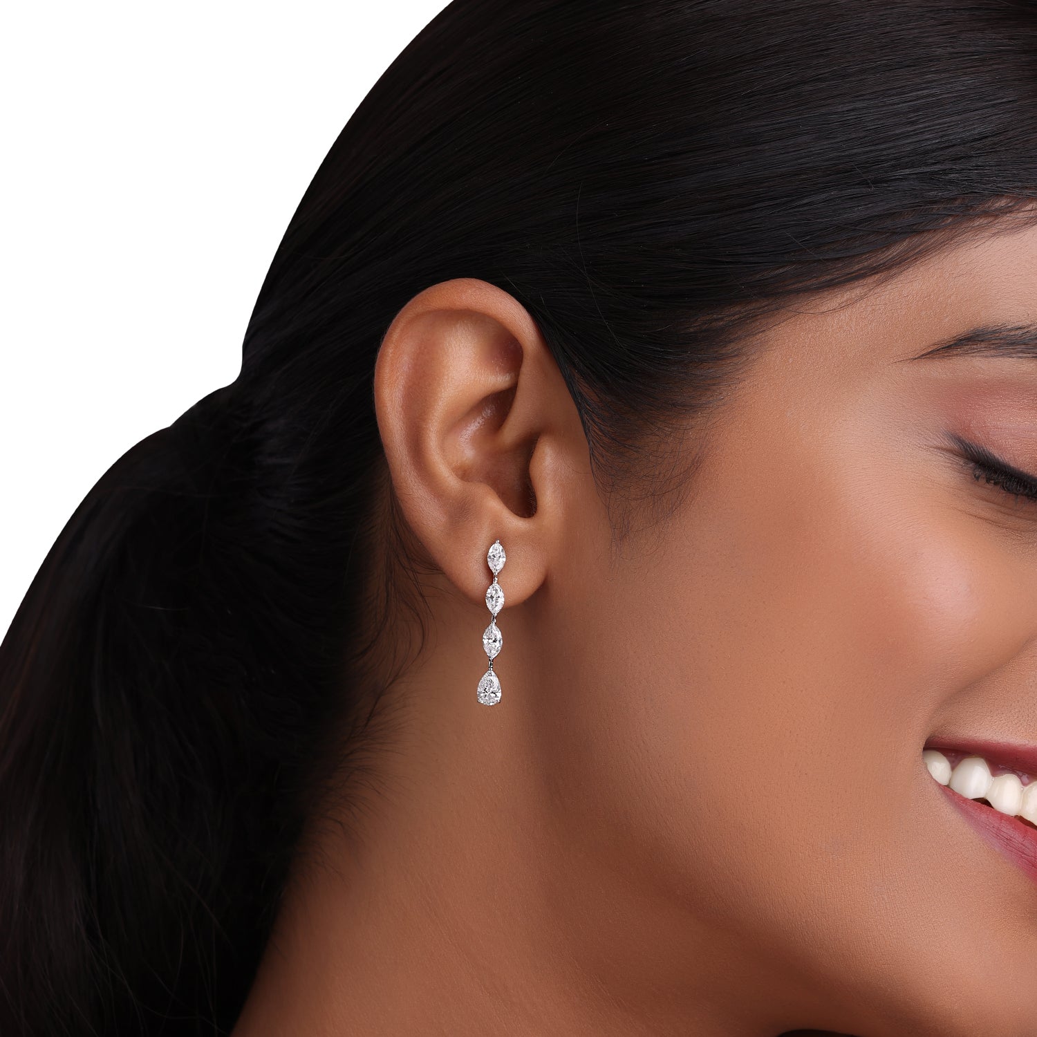Celestial Cascade Roval & Pear Step-Cut Lab-Grown Diamond Earrings | SKU : 0019378046