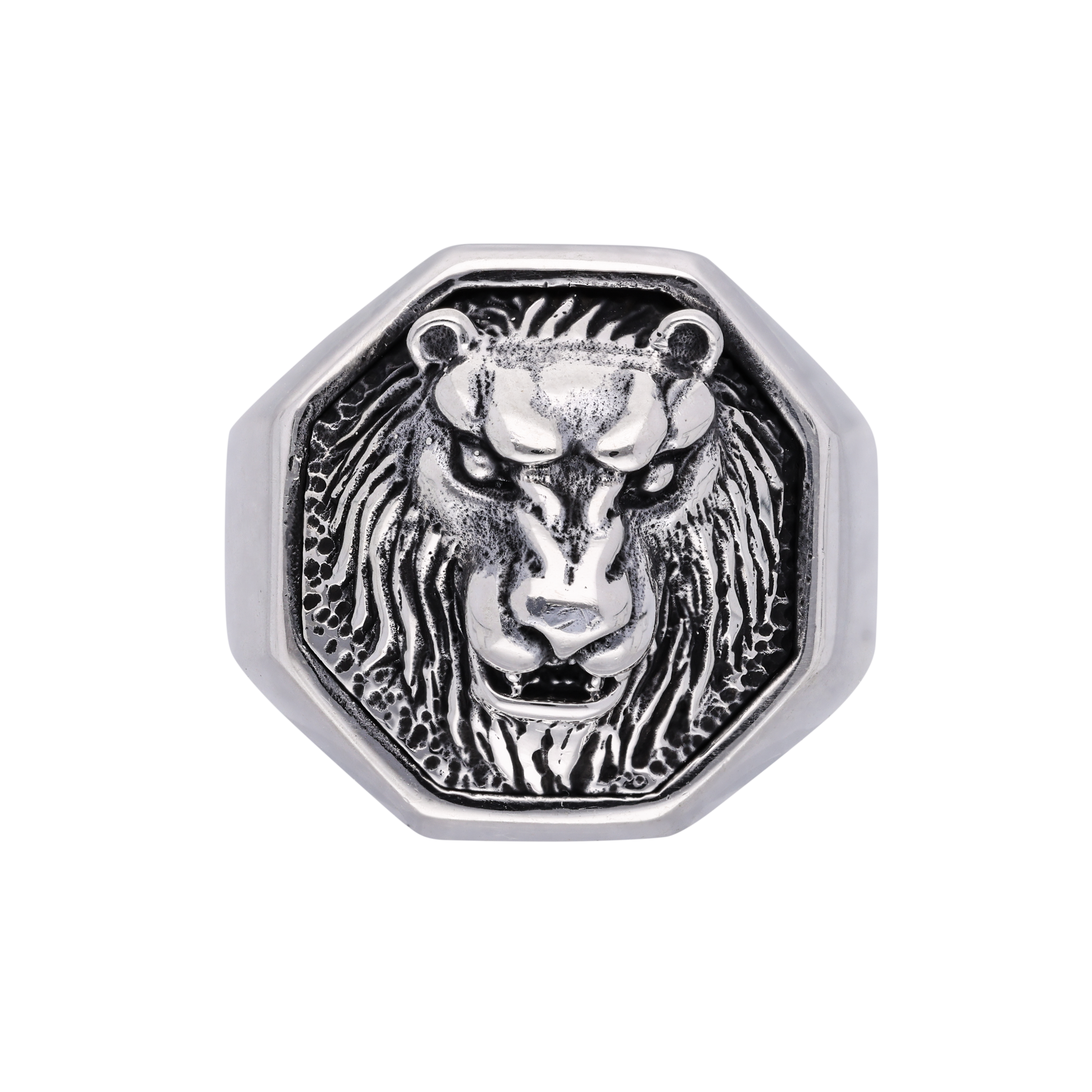 "Sterling Silver Lion Emblem Men's Ring" | SKU : 0004428916, 0004428916
