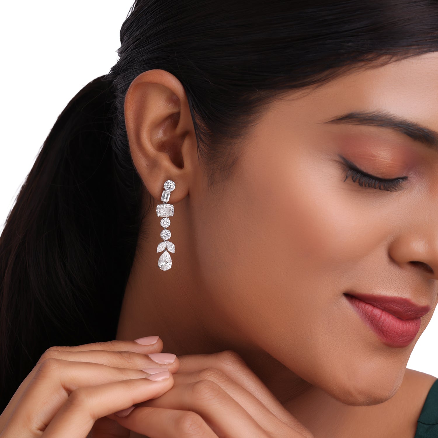 Symphony of Shapes Lab-Grown Diamond Drop Earrings in White Gold | SKU : 0019516066