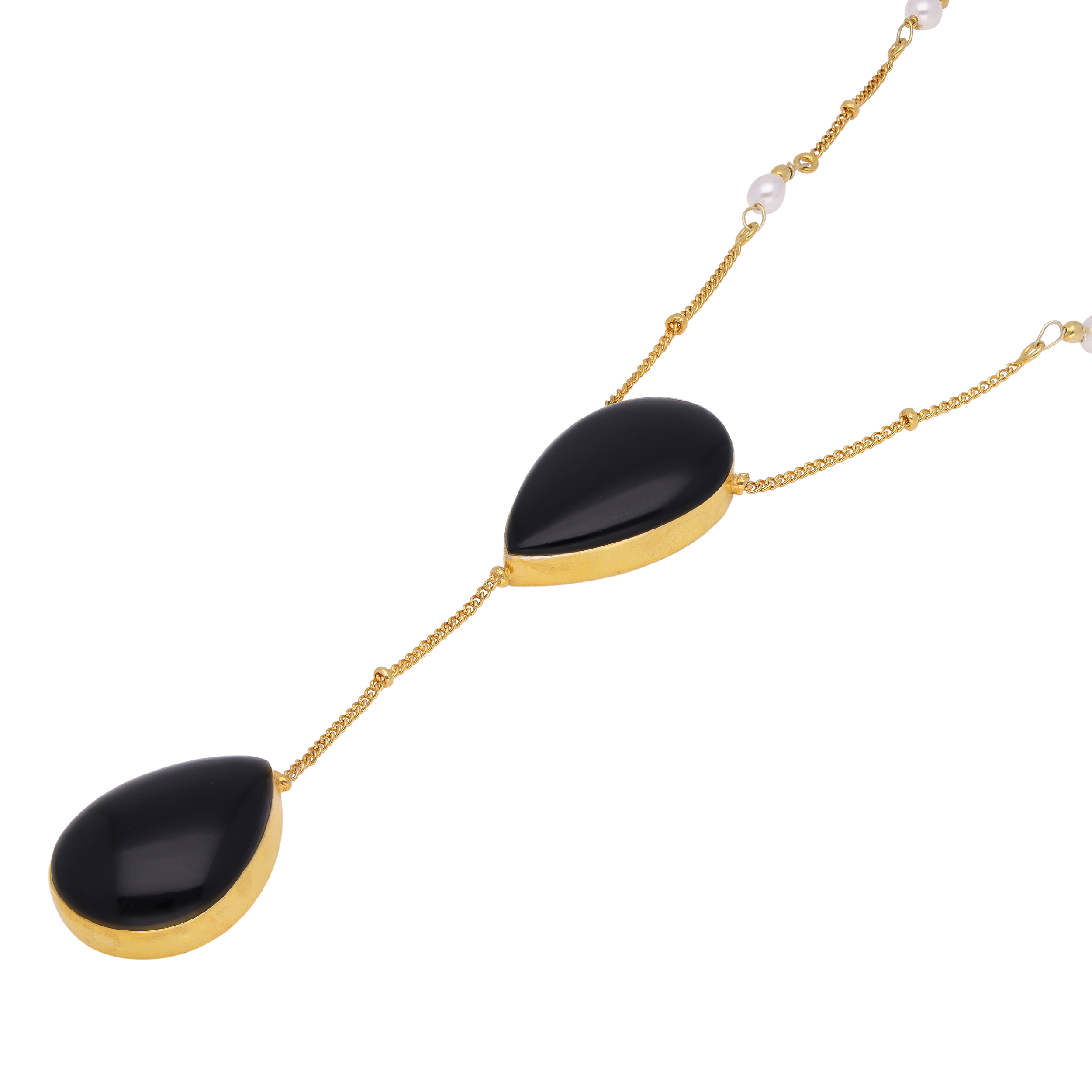 "Sophisticated Onyx Teardrop and Sterling Silver Beaded Necklace | SKU: 0019586106, 0019585970, 0019586069, 0019586083