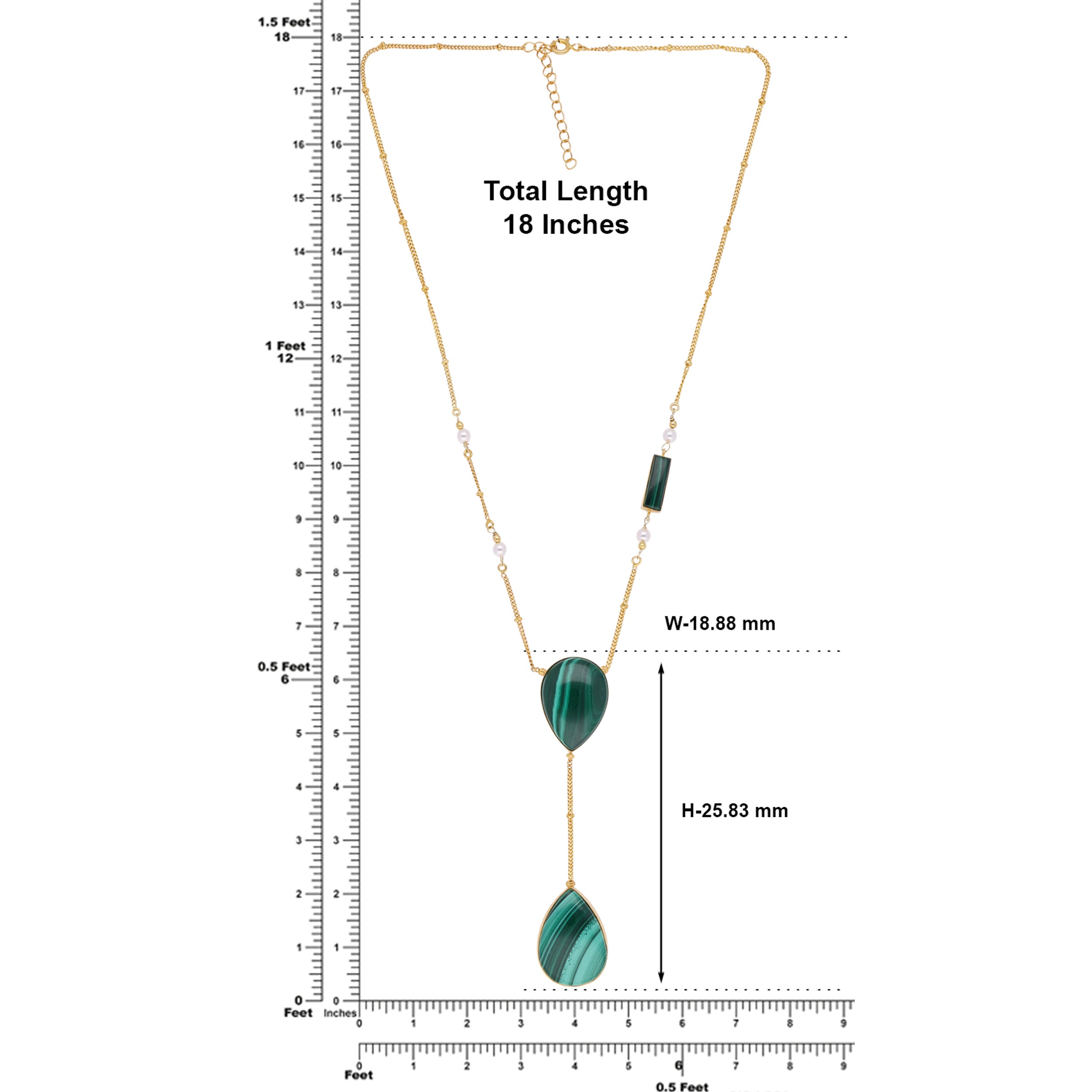 Malachite Elegance Gold-Plated Long Necklace | SKU: 0019586076, 0019586052, 0019586113, 0019586045, 0019586090
