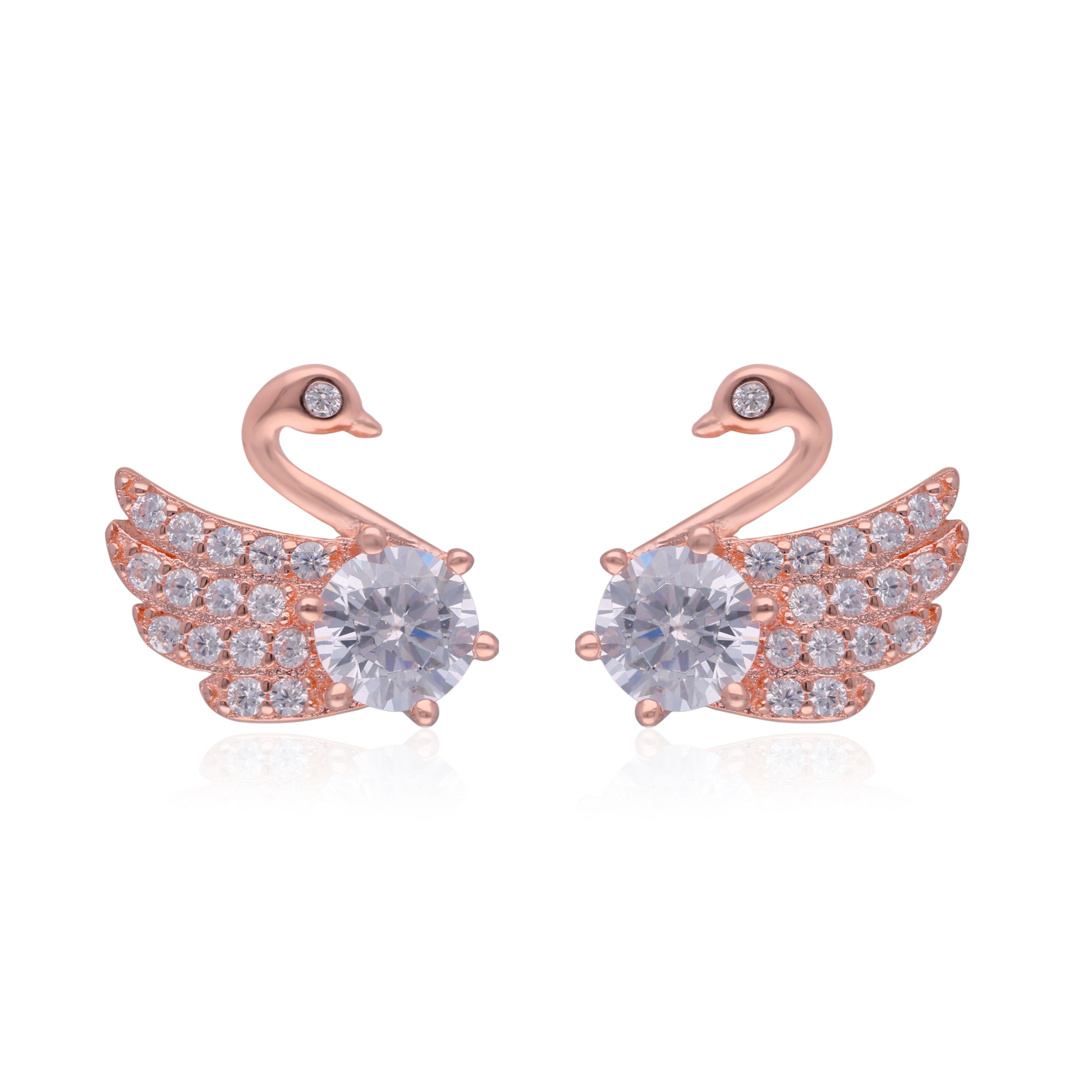 Swan Elegance: Solitaire Setting Cubic Zirconia Earstuds | SKU :  0019806440, 0019799421, 0019799445, 0019799414, 0019799391, 0019799438, 0019799469