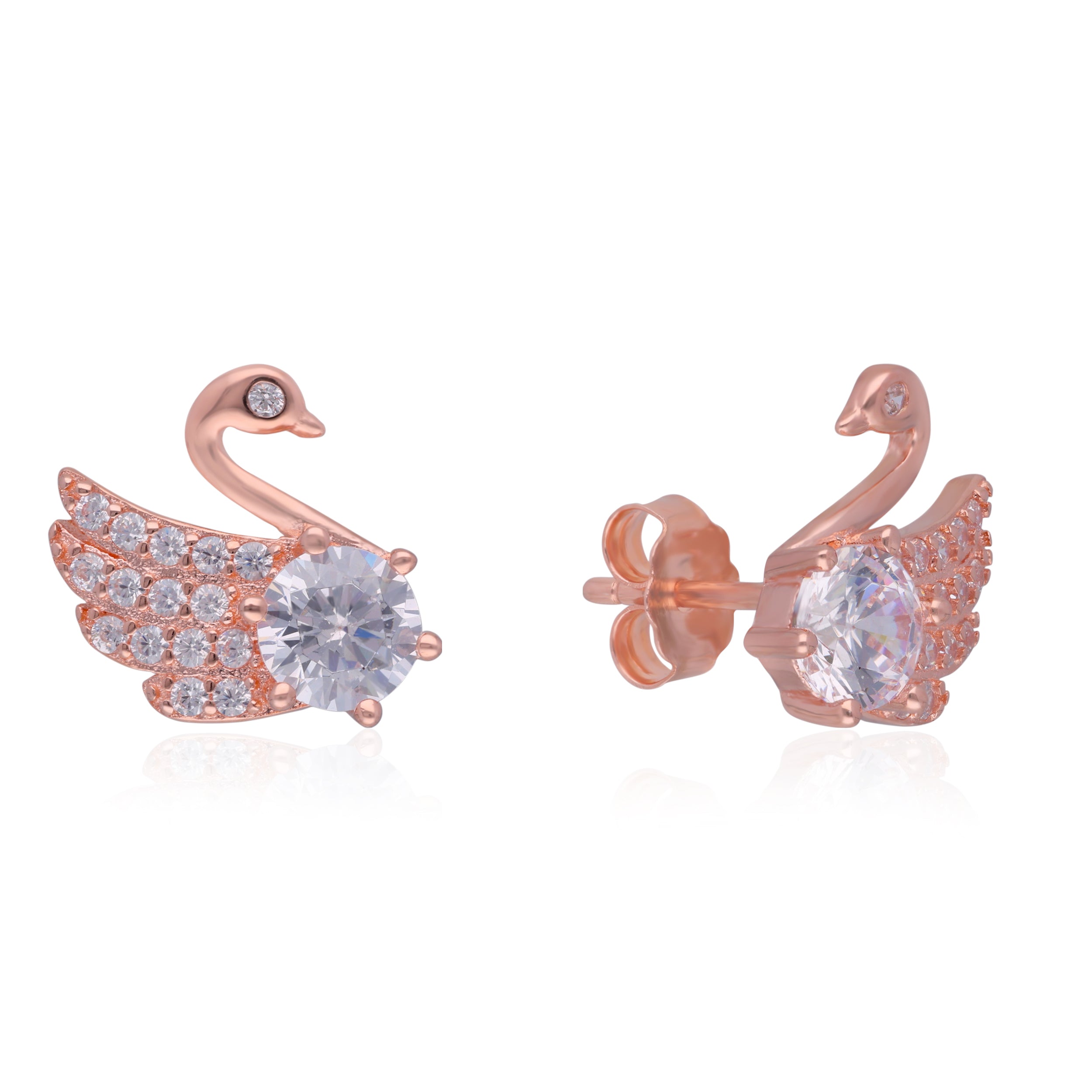 Swan Elegance: Solitaire Setting Cubic Zirconia Earstuds | SKU :  0019806440, 0019799421, 0019799445, 0019799414, 0019799391, 0019799438, 0019799469