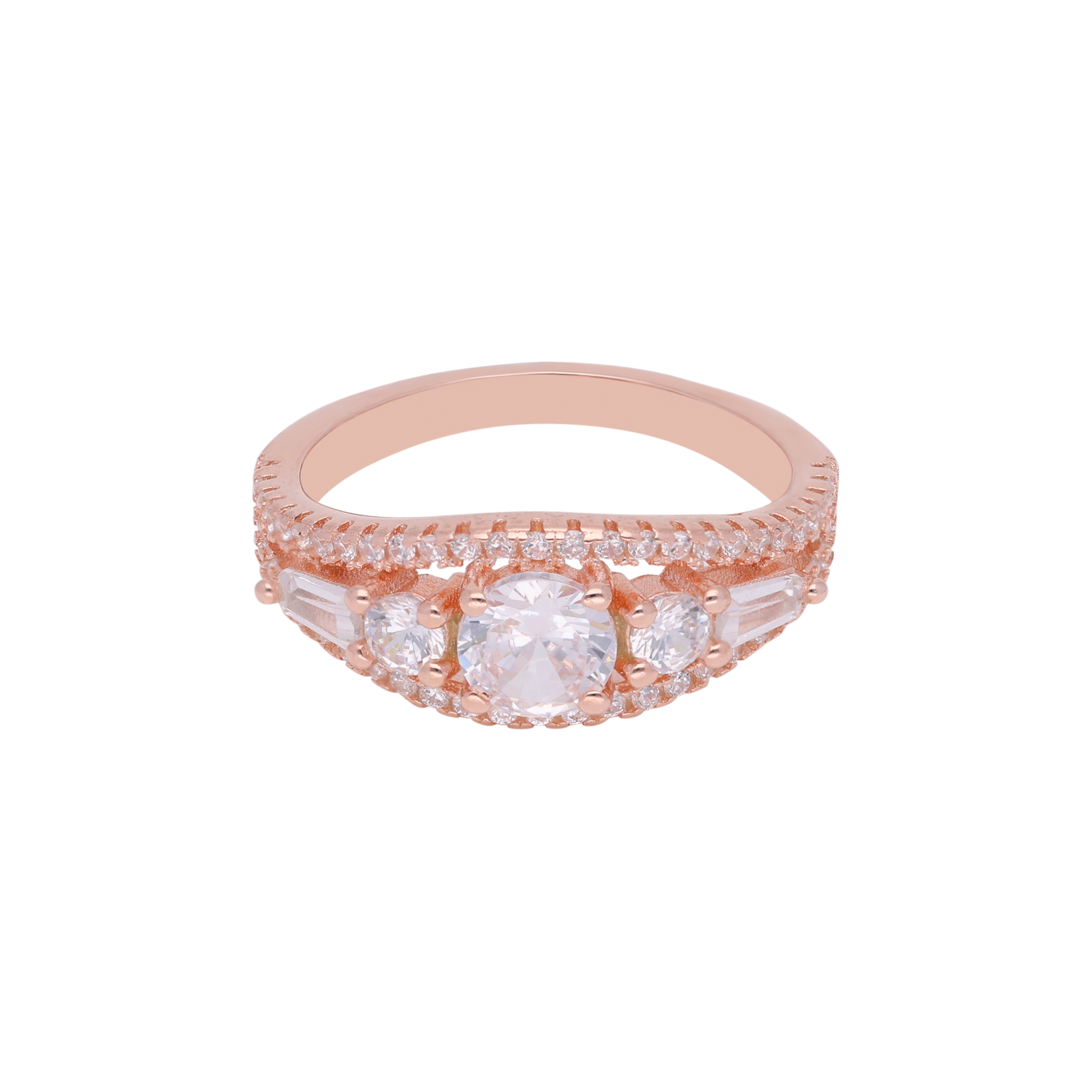 Rose Gold Radiance: Sterling Silver Solitaire Ring | SKU : 0019808598, 0019808581