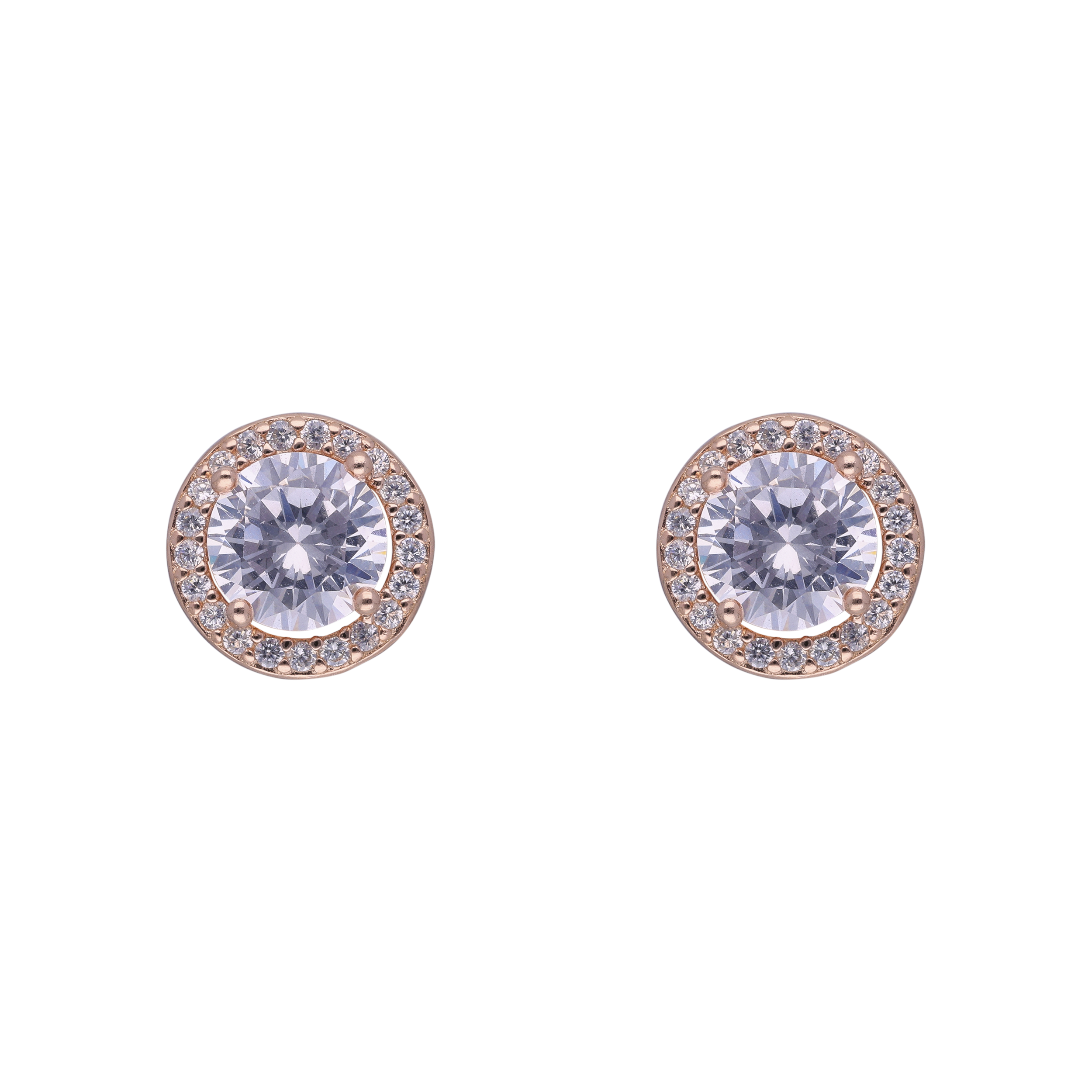 Sparkling Solace: Sterling Silver Cubic Zirconia Solitaire Ear Studs | SKU : 0019883953, 0019883977