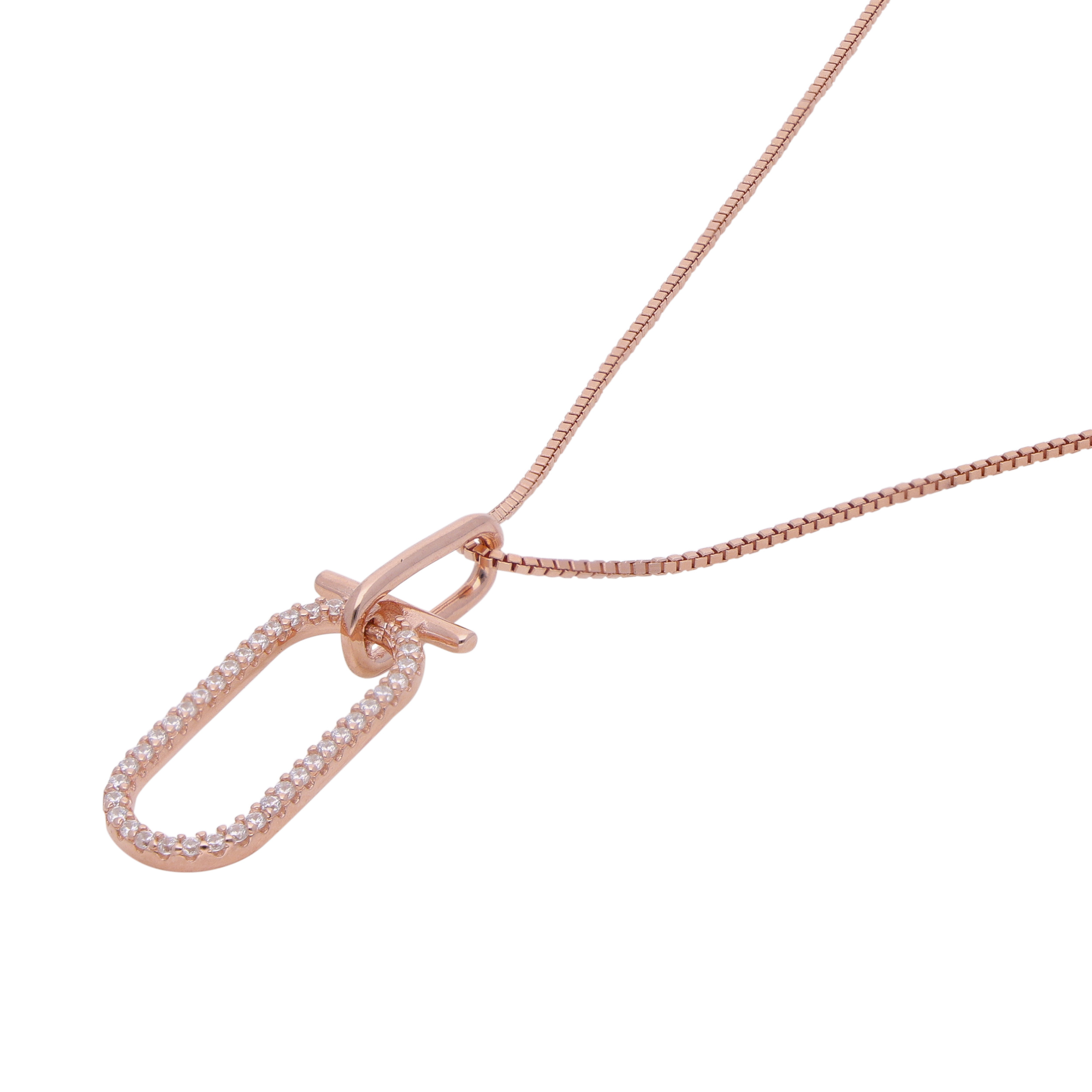 Radiant Interlinked Rectangle Pendant with Cubic Zirconia Accents | SKU : 0019889061, 0019889085