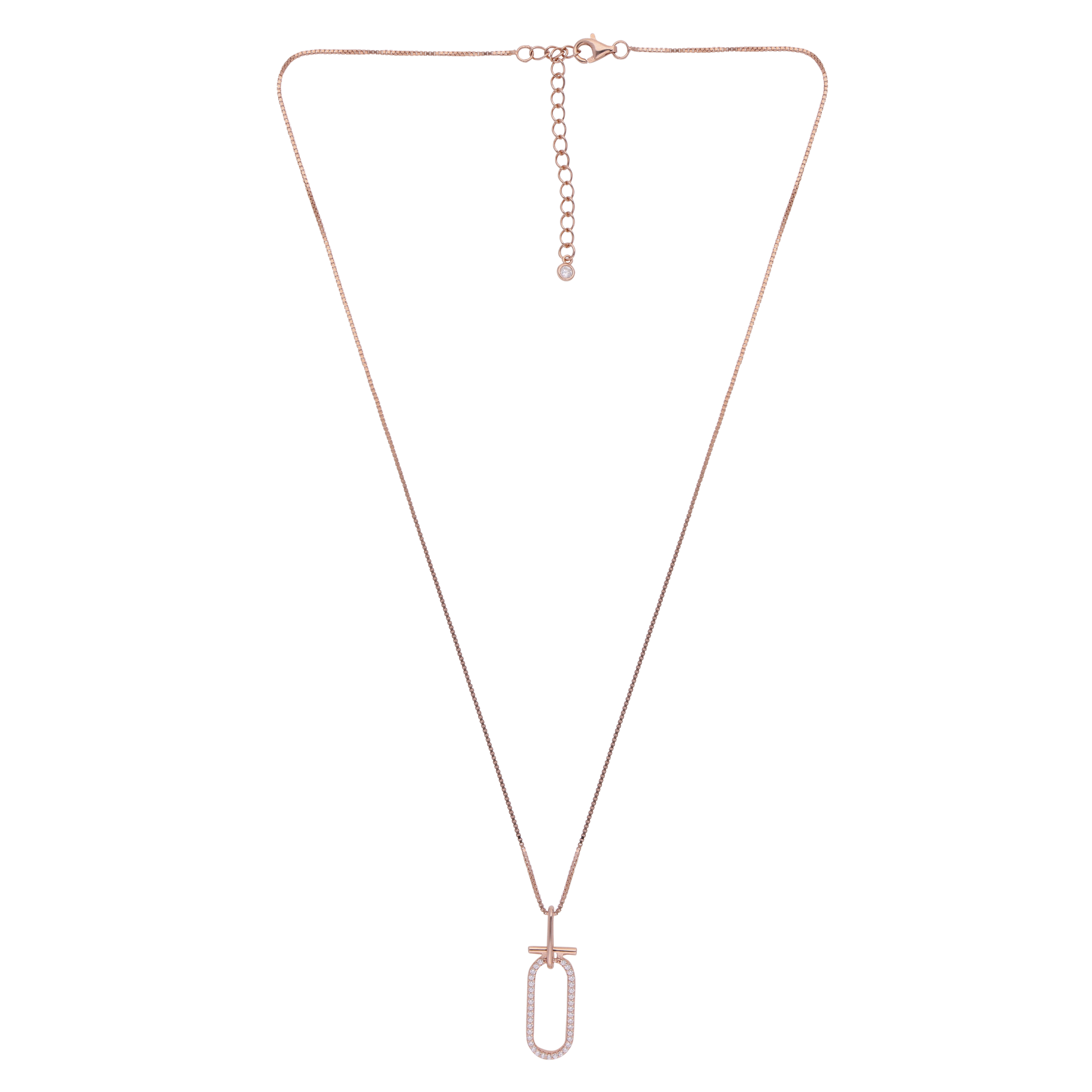 Radiant Interlinked Rectangle Pendant with Cubic Zirconia Accents | SKU : 0019889061, 0019889085