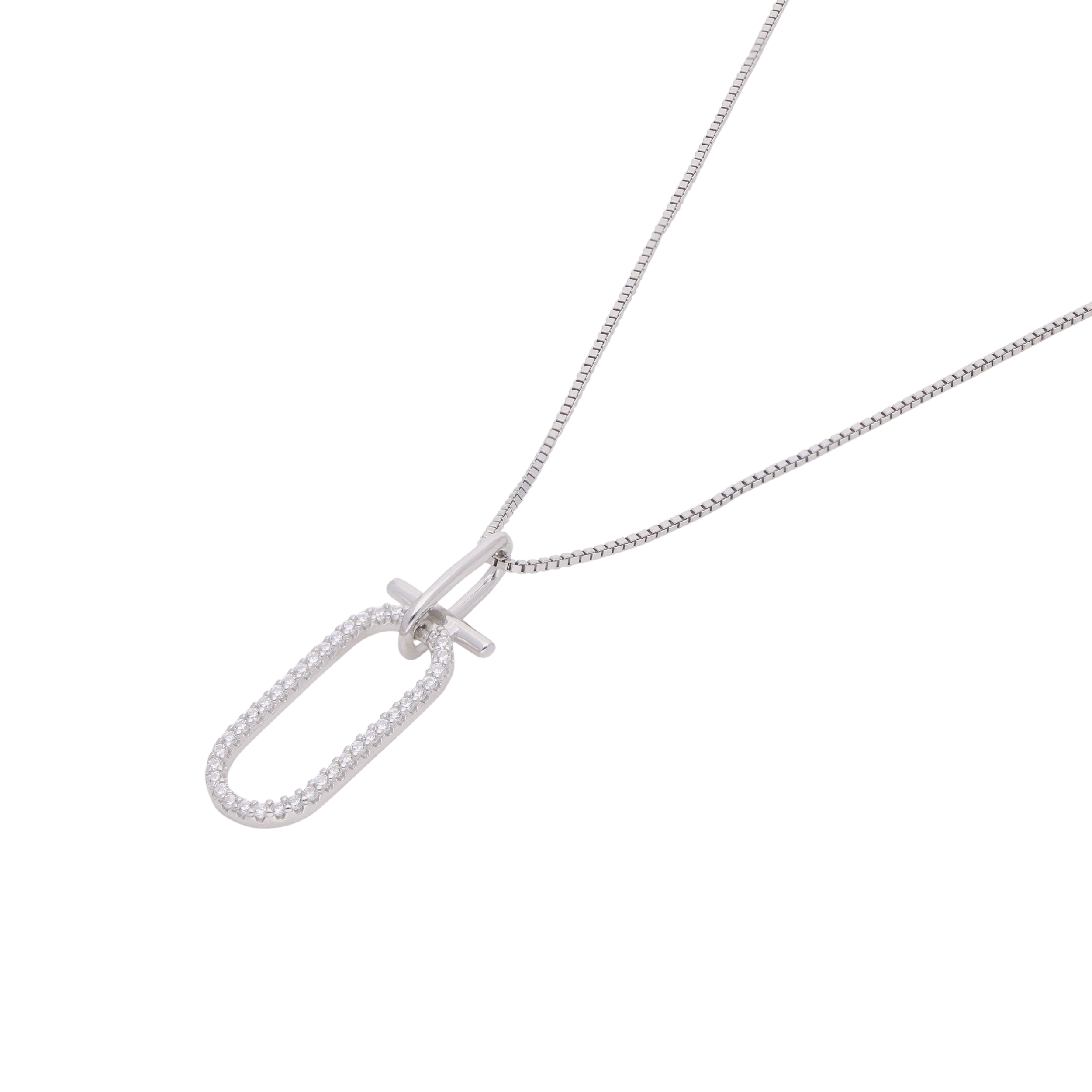 Radiant Interlinked Rectangle Pendant with Cubic Zirconia Accents | SKU : 0019889061, 0019889085