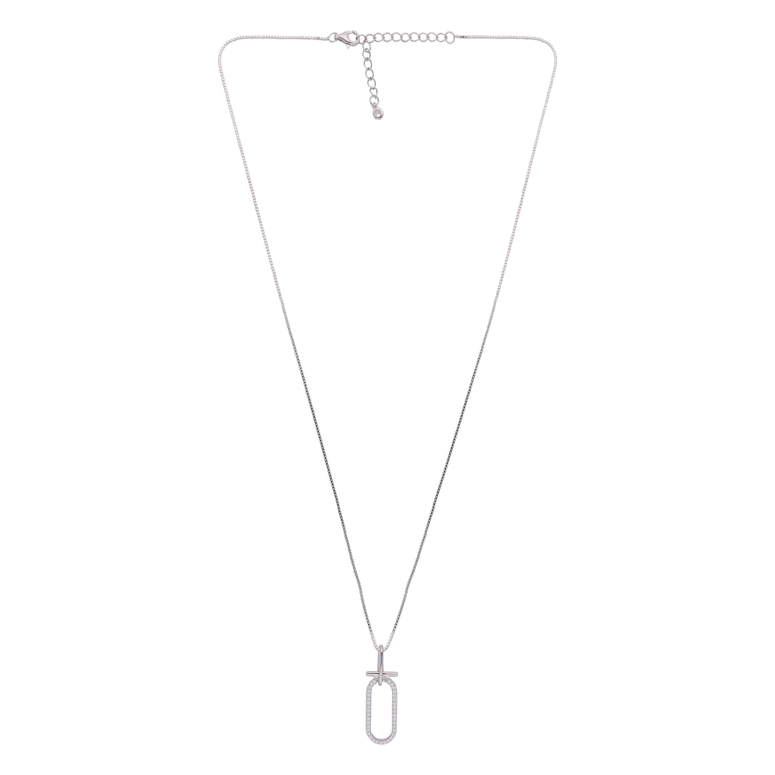 Radiant Interlinked Rectangle Pendant with Cubic Zirconia Accents | SKU : 0019889061, 0019889085