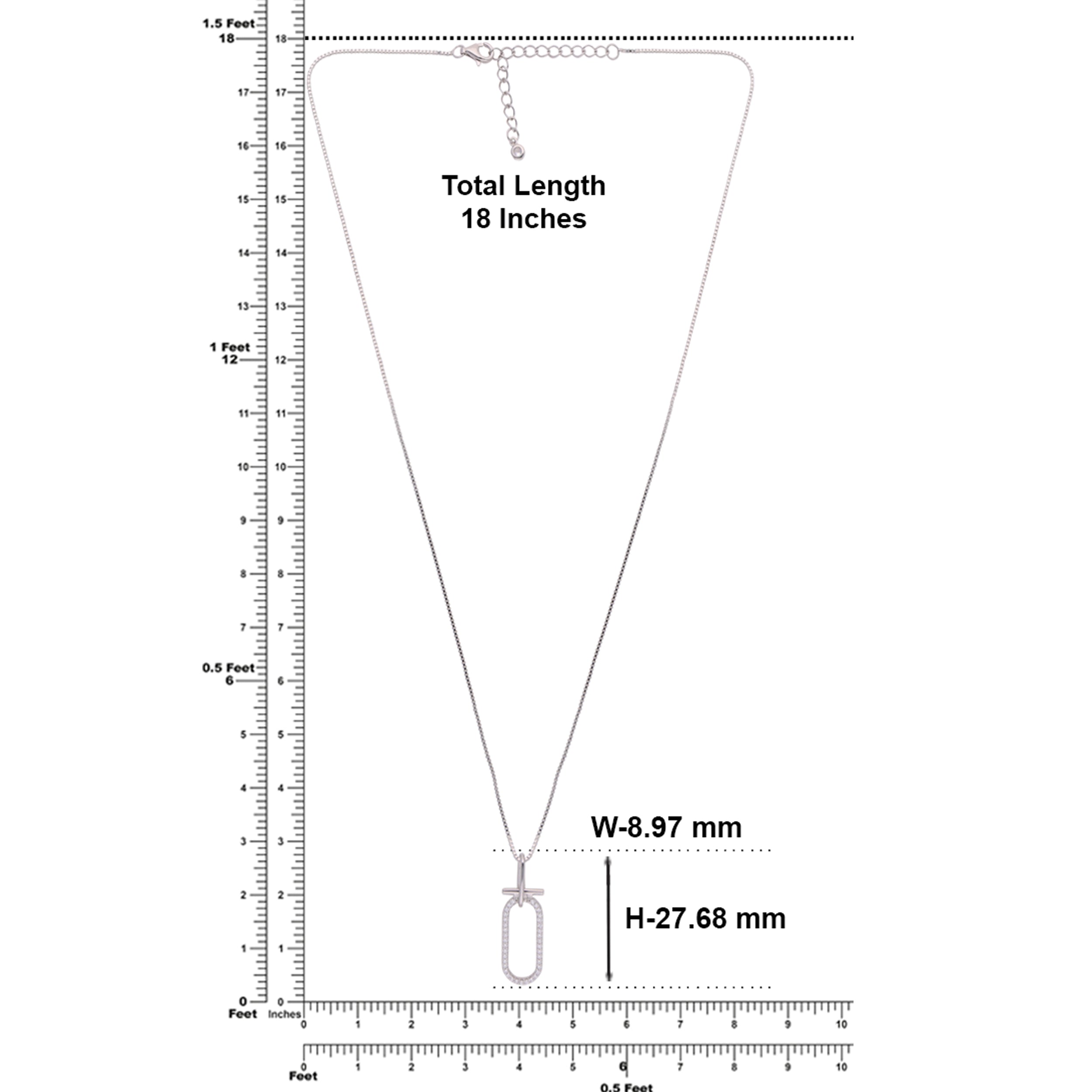 Radiant Interlinked Rectangle Pendant with Cubic Zirconia Accents | SKU : 0019889061, 0019889085