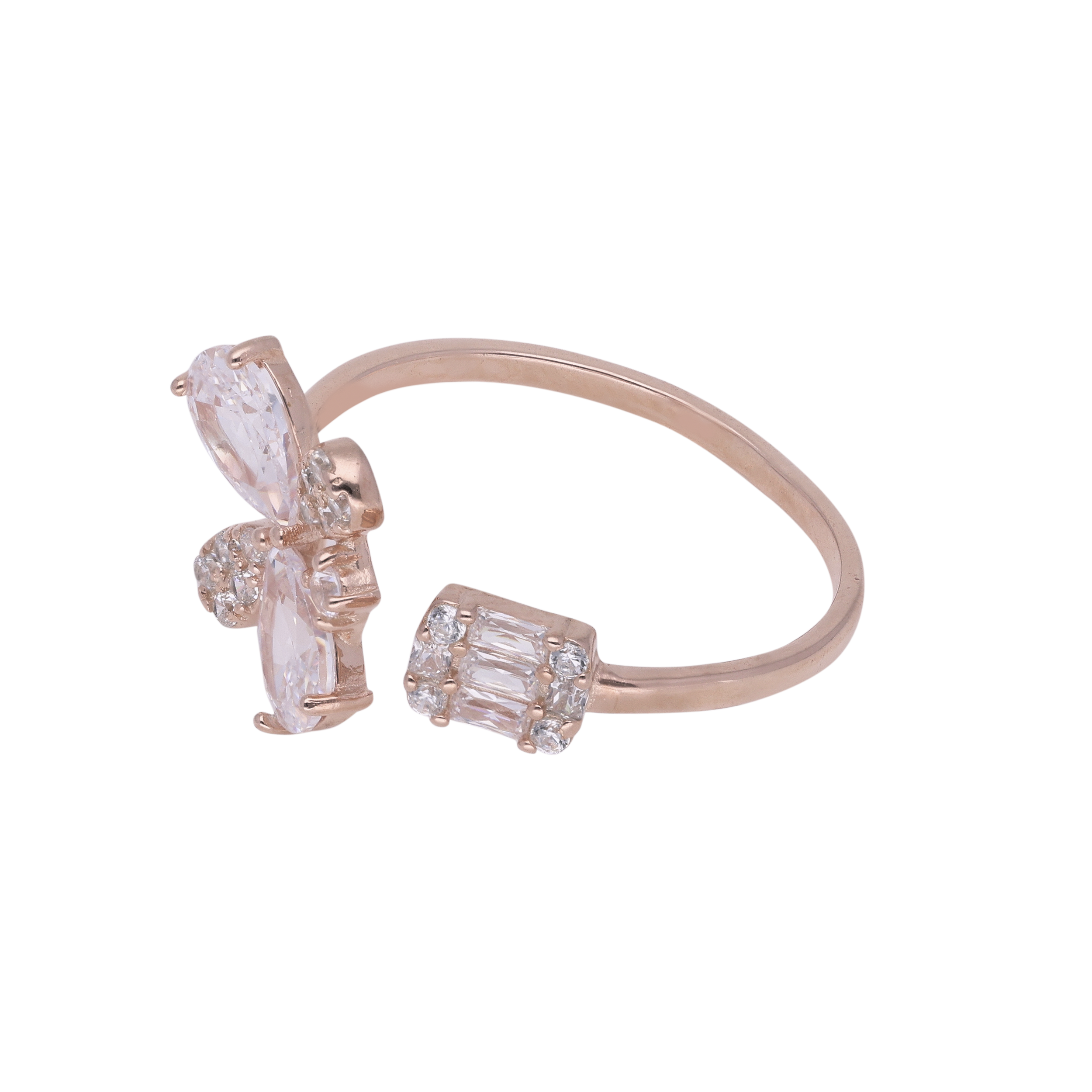 Radiant Rose: Open Ring with Cubic Zirconia in Rose Gold | SKU : 0019889146, 0019889160