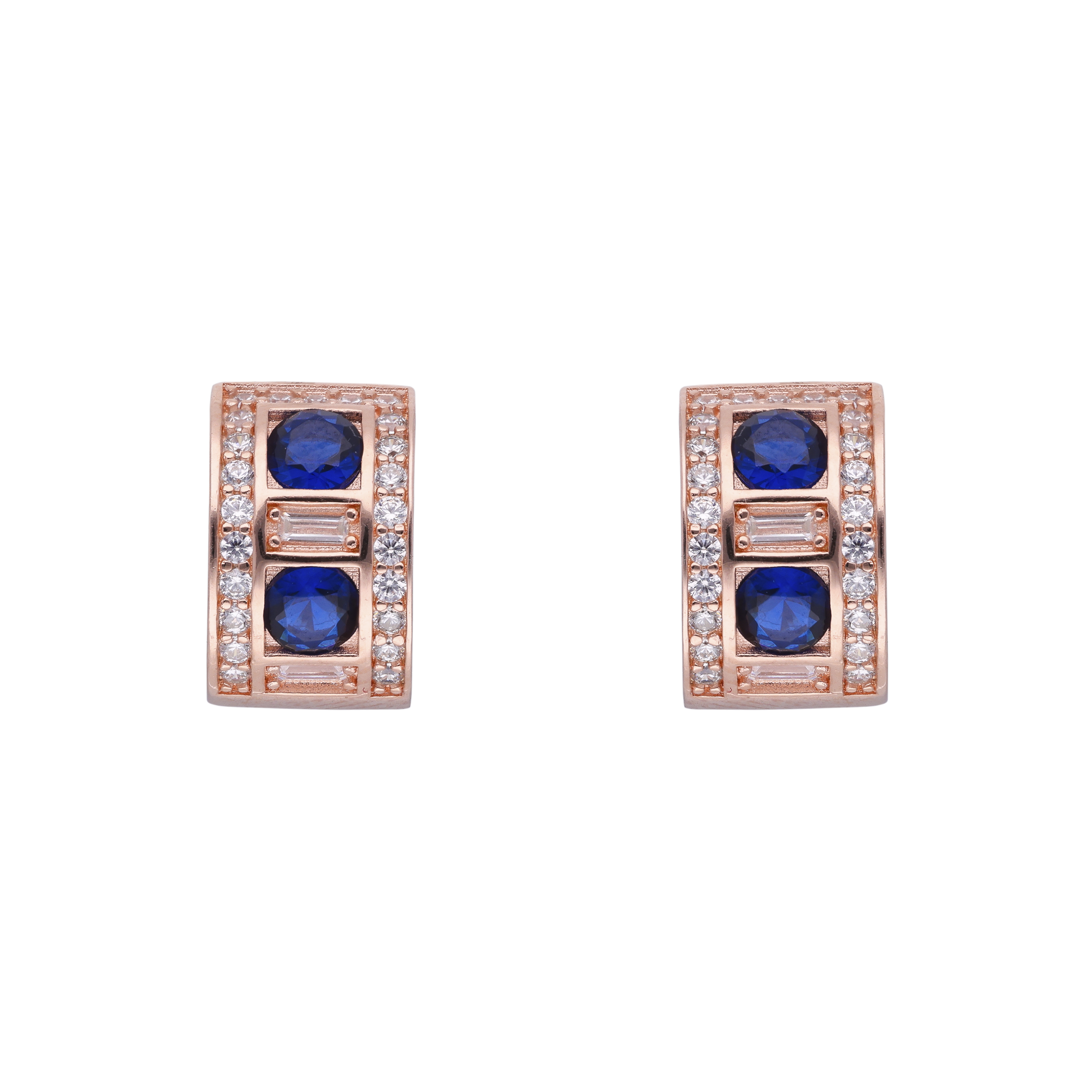 Colorful Gemstone and Cubic Zirconia Rose Gold Ear Hoops | SKU : 0019889269, 0019889276