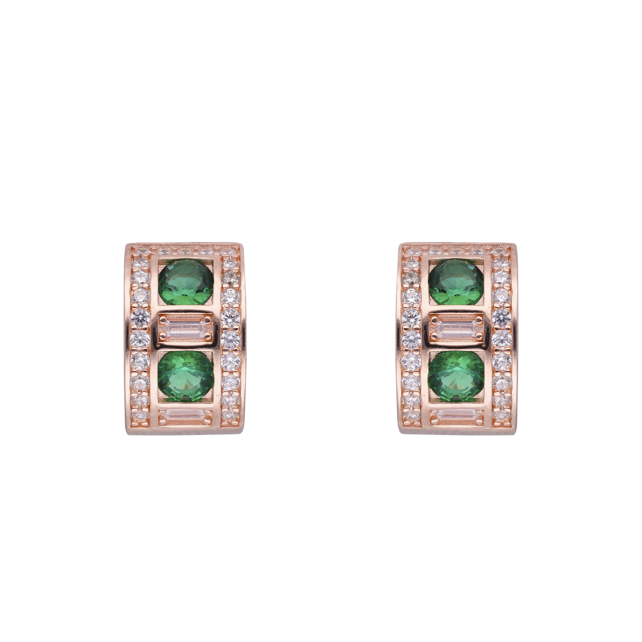 Colorful Gemstone and Cubic Zirconia Rose Gold Ear Hoops | SKU : 0019889269, 0019889276