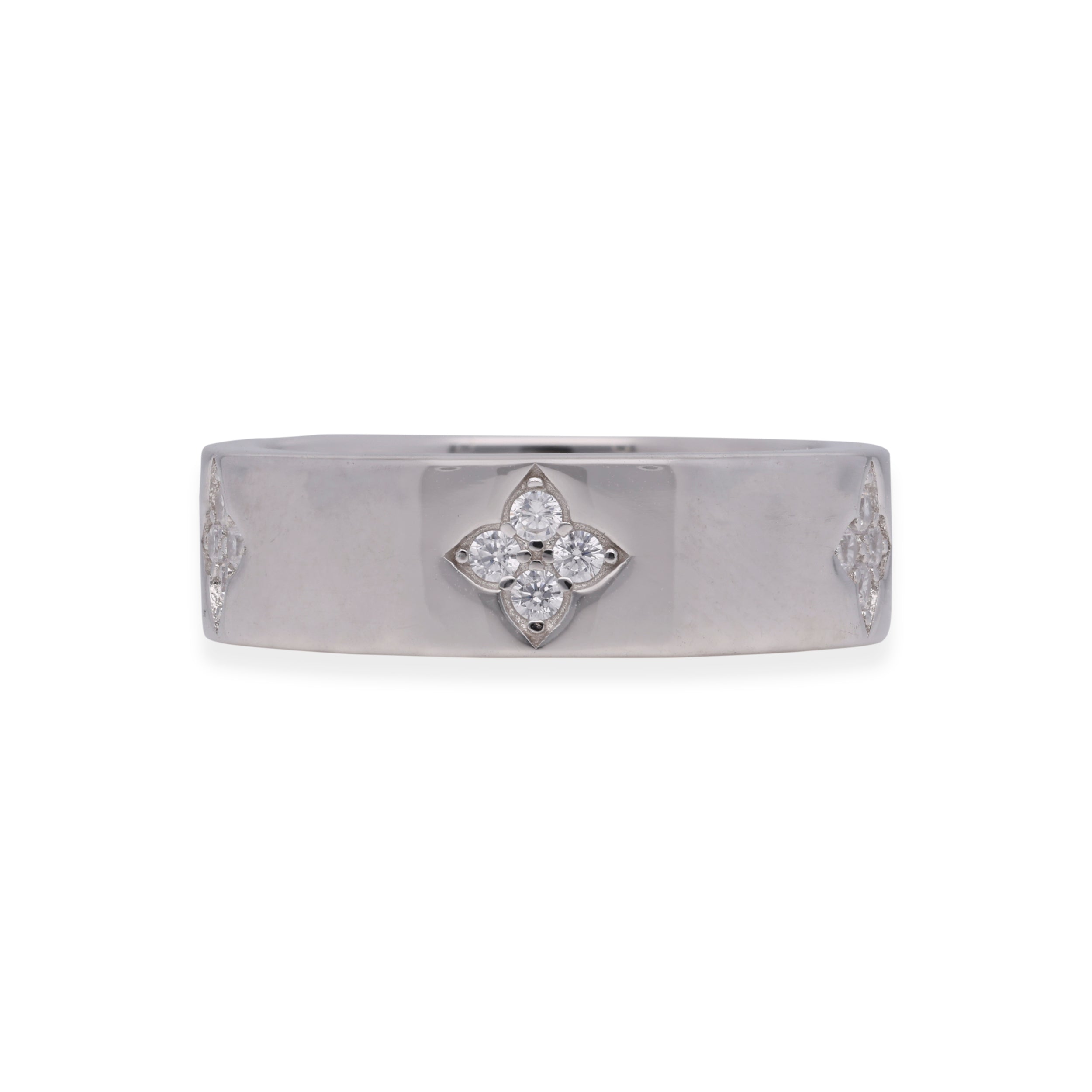 Ethereal Sparkle: Sterling Silver Diamond Logo Band Ring | SKU : 0003112694, 0019889375, 0019889405, 0019889399, 0003112427, 0003112540, 0003112724 , 0003112397