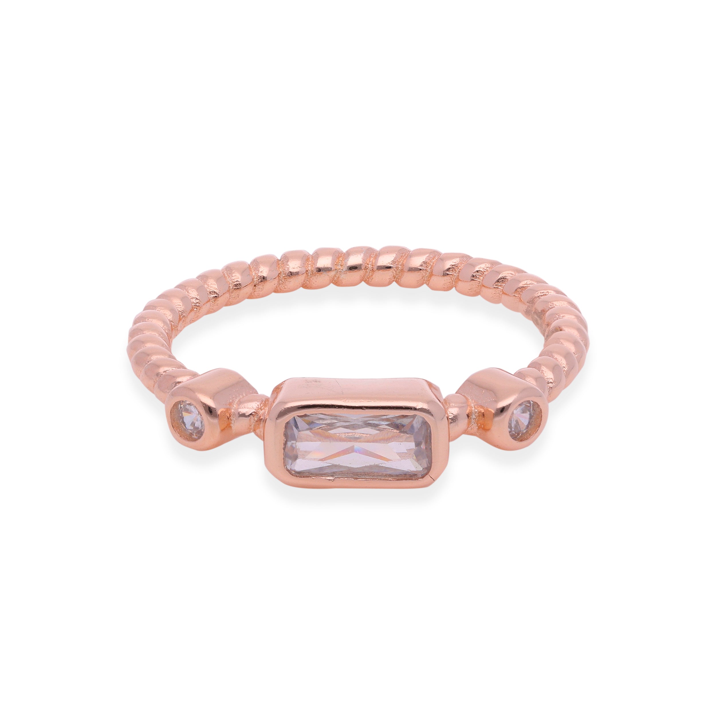 Elegant Rose: Sterling Silver Ring with Cubic Zirconia in Rose Gold | SKU : 0019890647, 0019890791, 0003114735, 0003114810, 0003114681, 0003114605