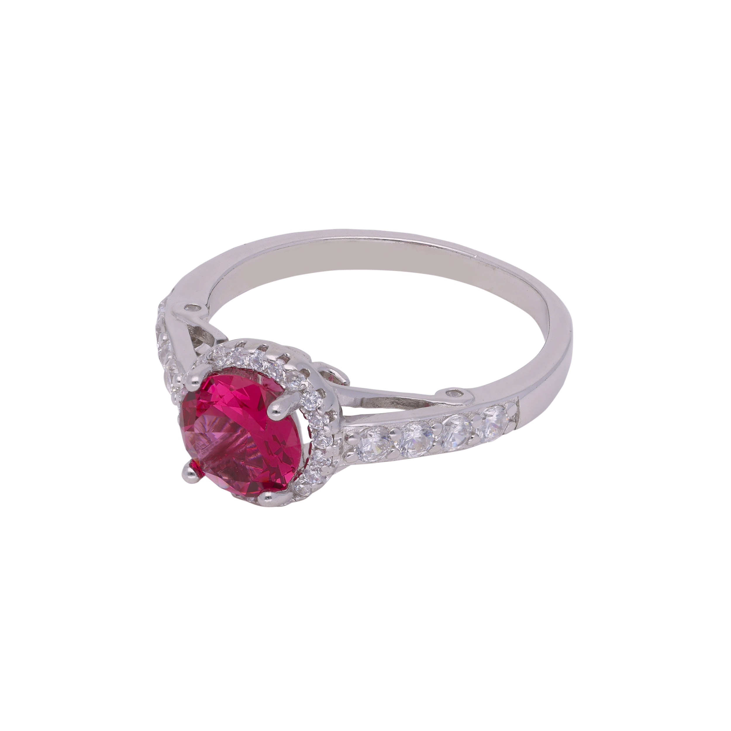 Radiant Red: Sterling Silver Solitaire Ring | SKU : 0019890852