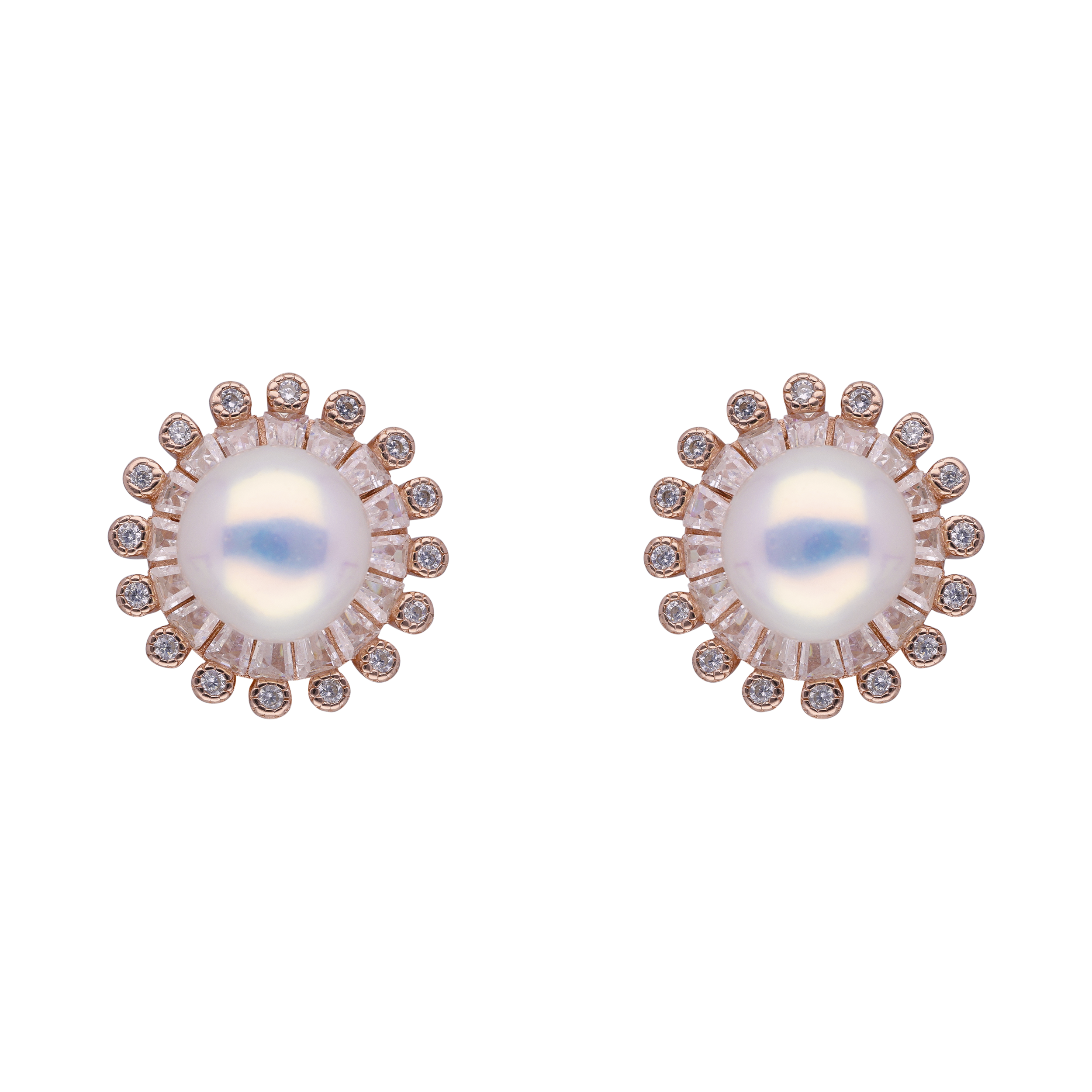 Pearl Radiance: Sterling Silver Earstuds with Cubic Zirconia and Pearl Accents | SKU : 0019891910, 0003109526, 0019891934, 0003109489