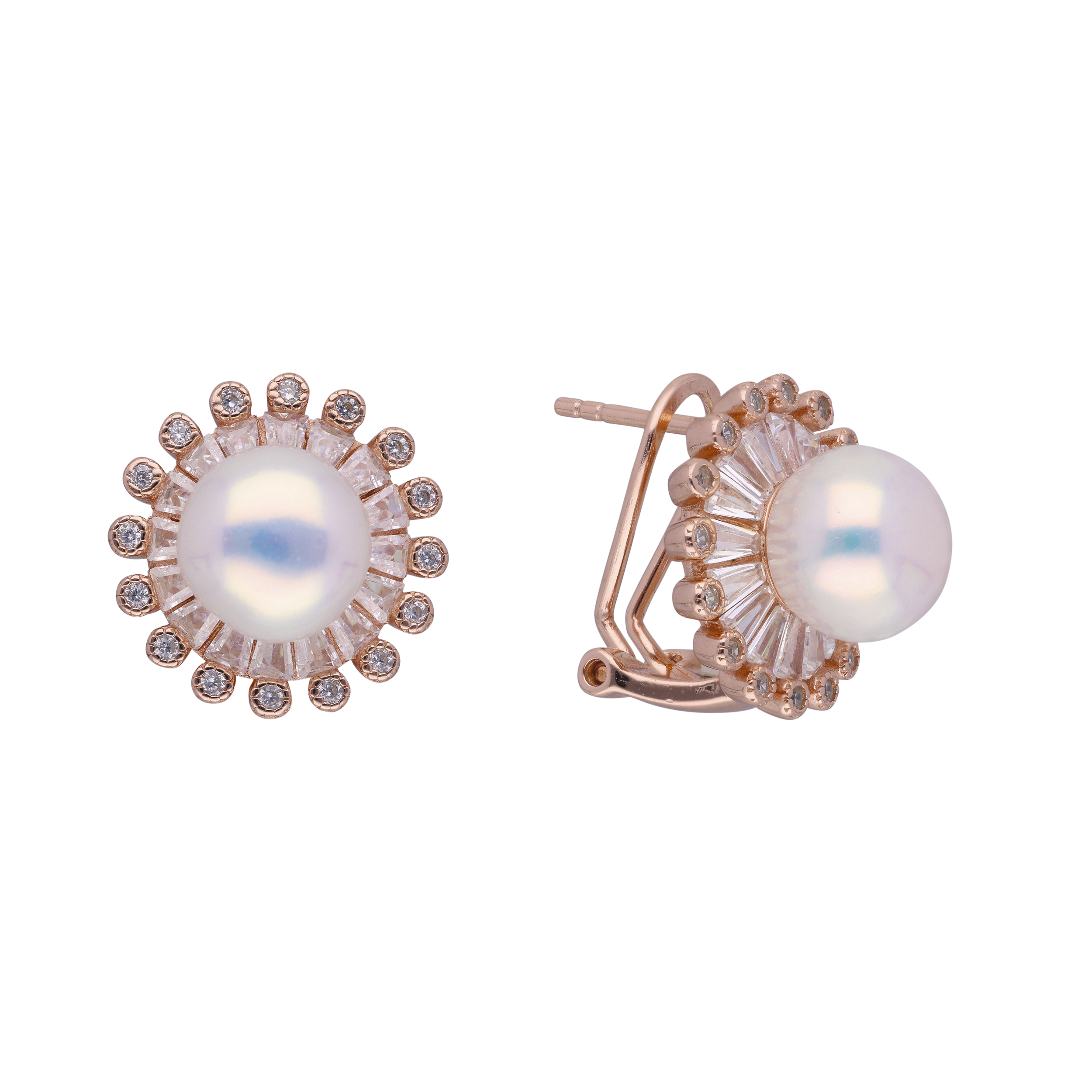 Pearl Radiance: Sterling Silver Earstuds with Cubic Zirconia and Pearl Accents | SKU : 0019891910, 0003109526, 0019891934, 0003109489