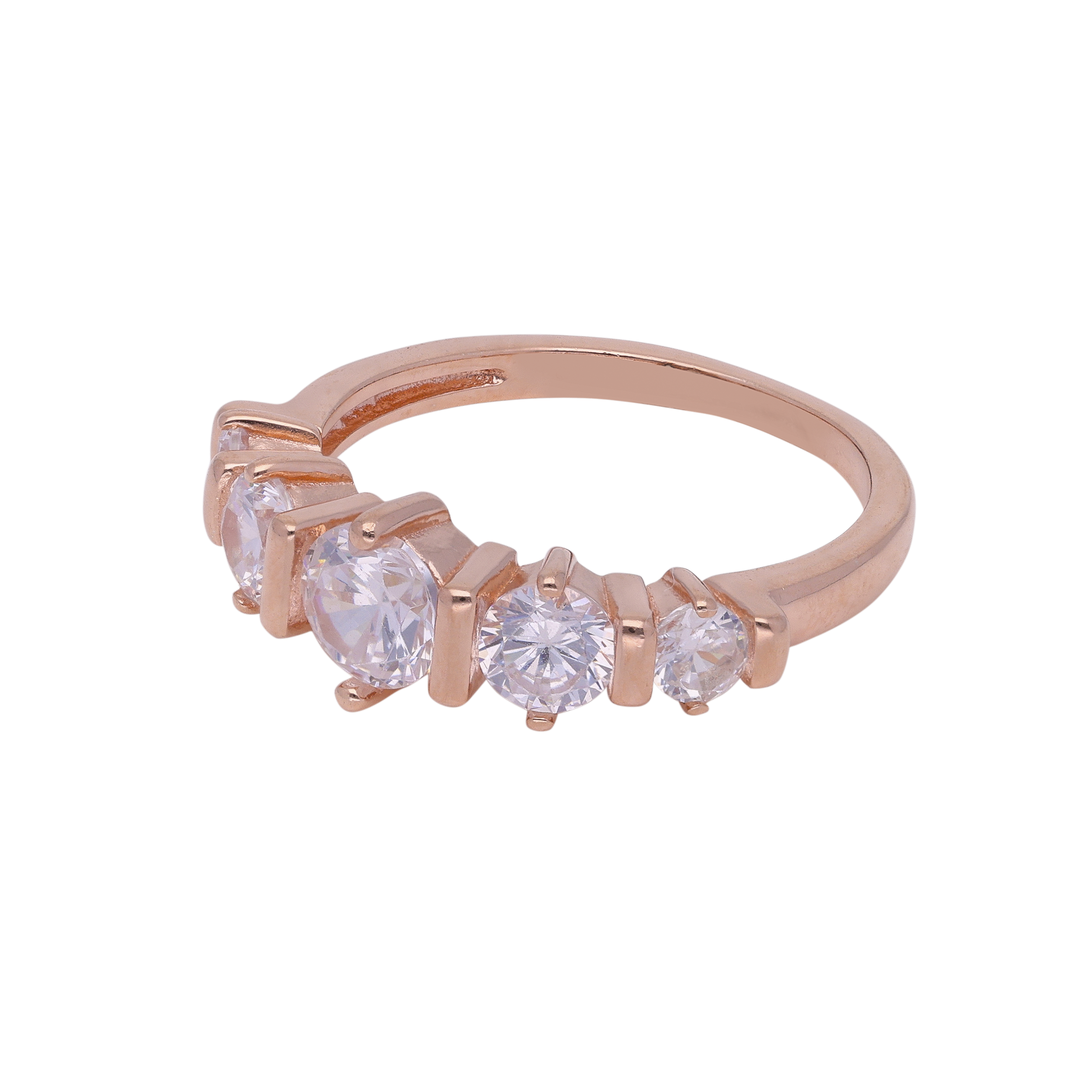 Elegance in Contrast: Sterling Silver Ring with Rose Gold Solitaire Setting | SKU : 0019891989, 0019891972