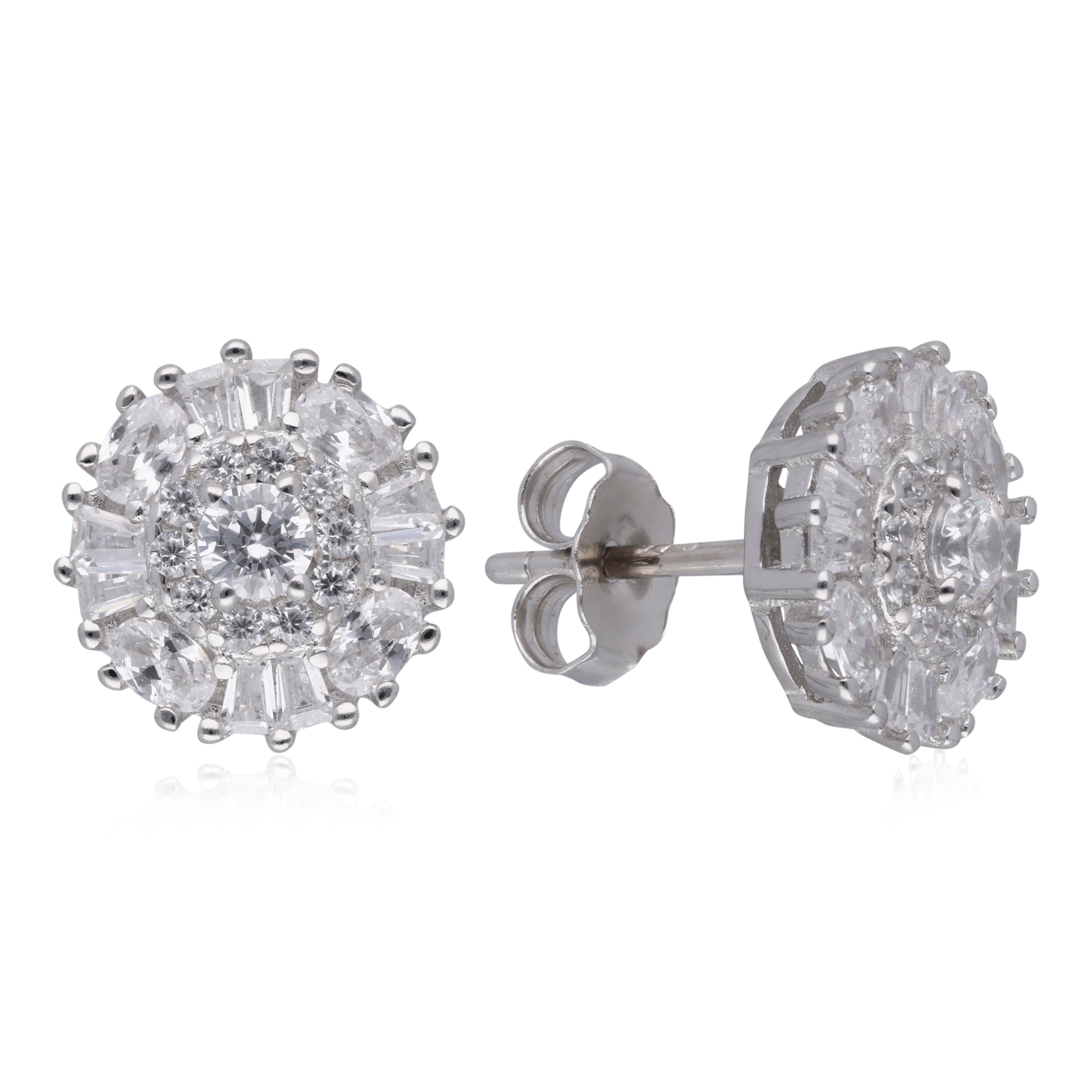 Ethereal Brilliance: Sterling Silver Stud Earrings with Sparkling Cubic Zirconias | SKU : 0019892092, 0019892115, 0019892085