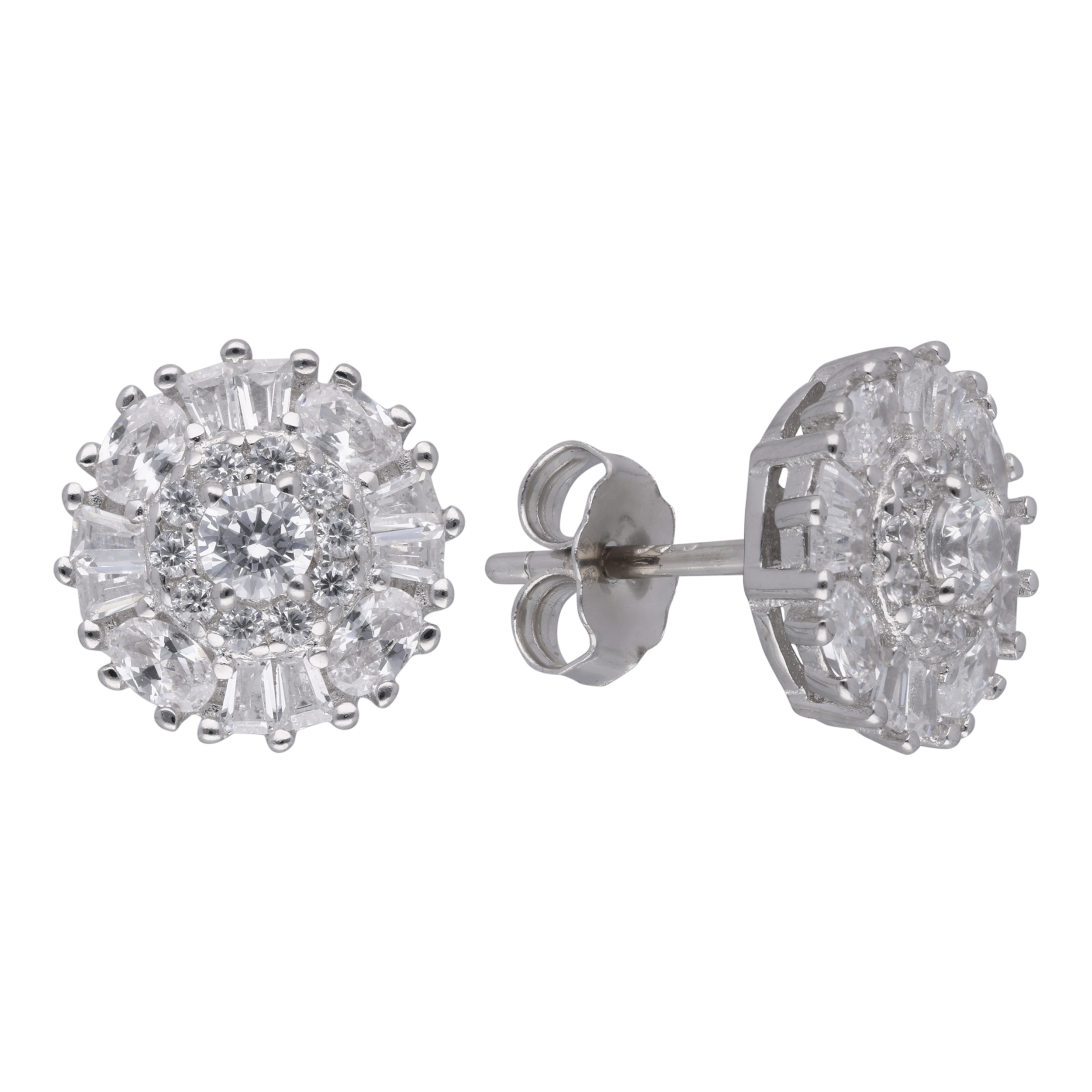 Ethereal Brilliance: Sterling Silver Stud Earrings with Sparkling Cubic Zirconias | SKU : 0019892092, 0019892115, 0019892085