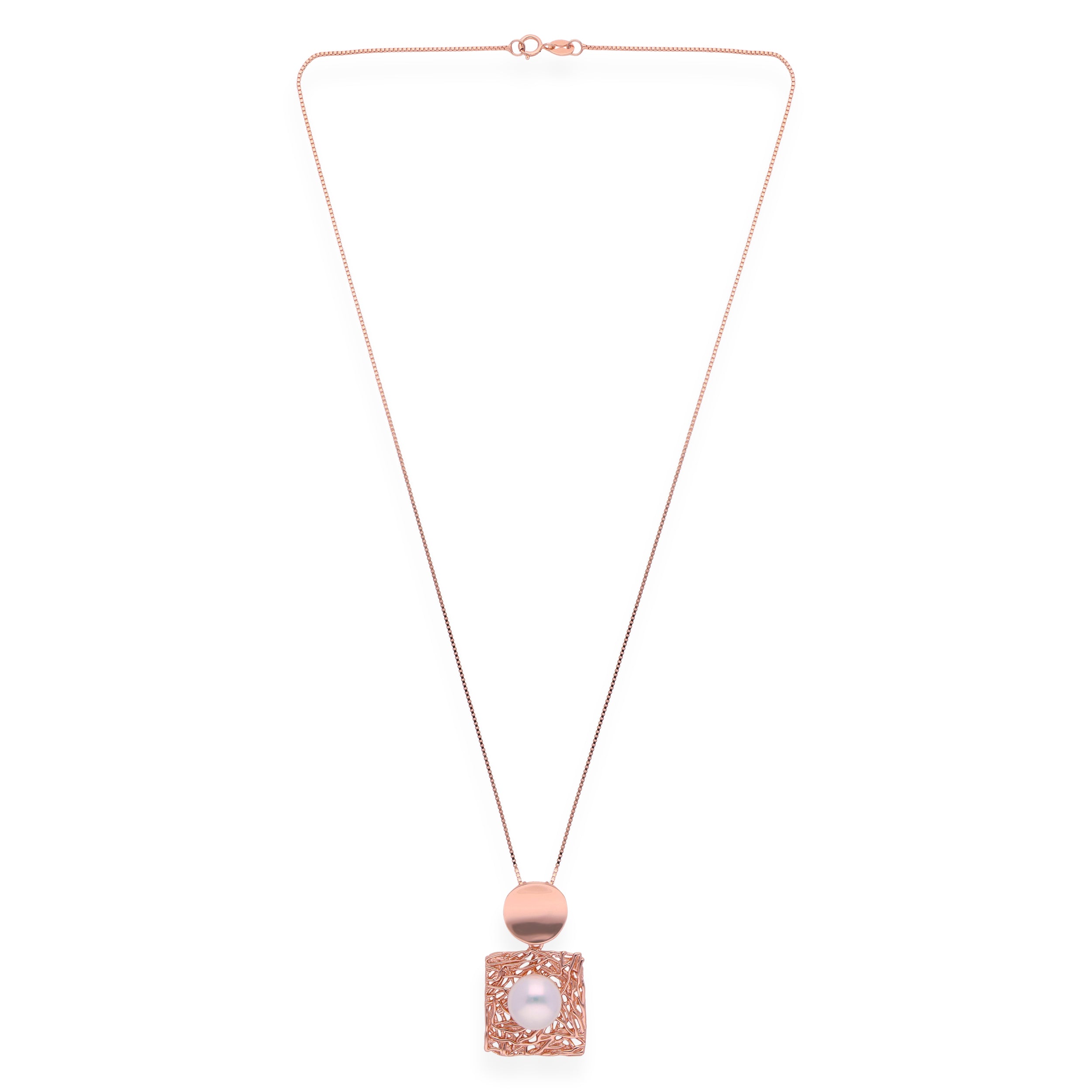 Pearl Radiance: Intricately Designed Sterling Silver Pendant with Rose Gold Polish and Pearl Accent | SKU : 0019892214, 0019892207, 0003110225