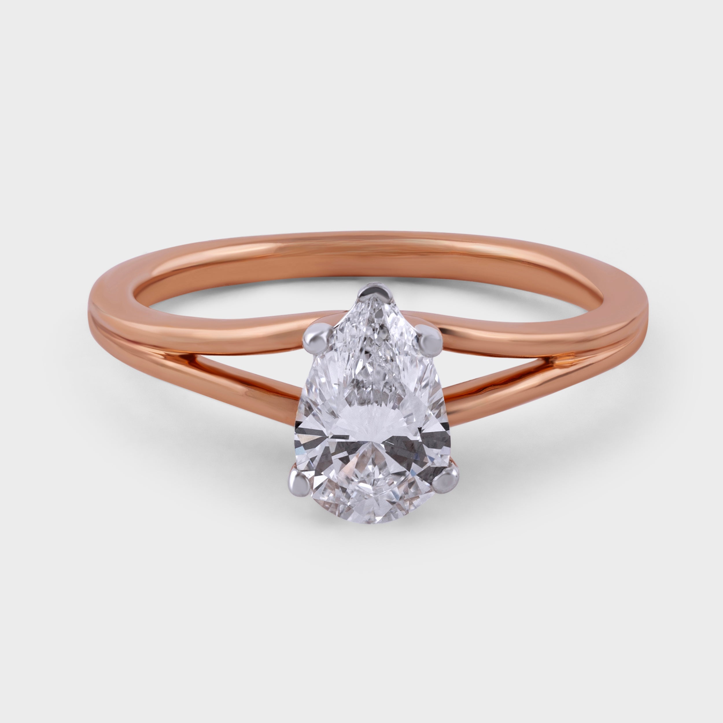 Pear Shaped 0.73 Carat Lab Grown Solitaire Diamond Rose Gold 18K Ring | SKU : 0020069971 - crash.club by CKC