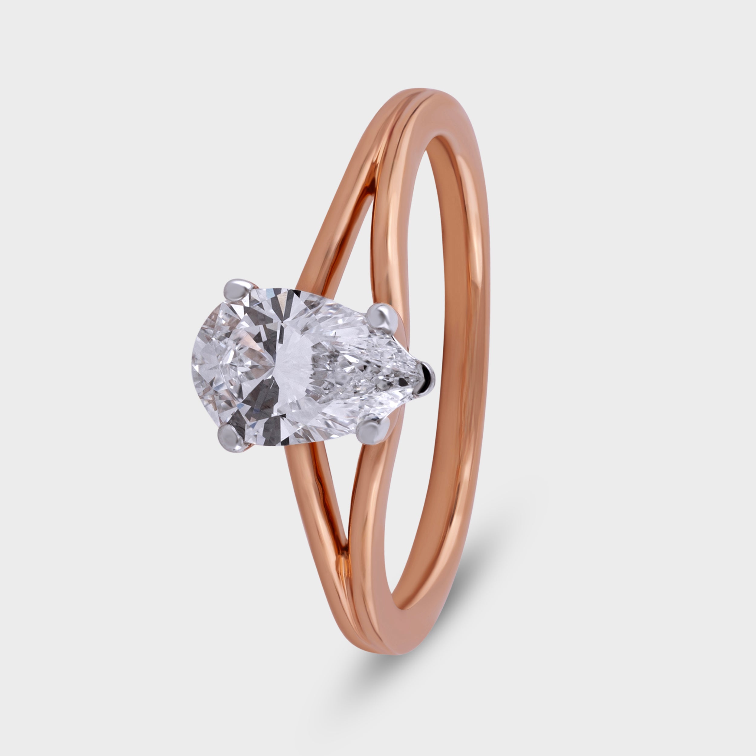 Pear Shaped 0.73 Carat Lab Grown Solitaire Diamond Rose Gold 18K Ring | SKU : 0020069971