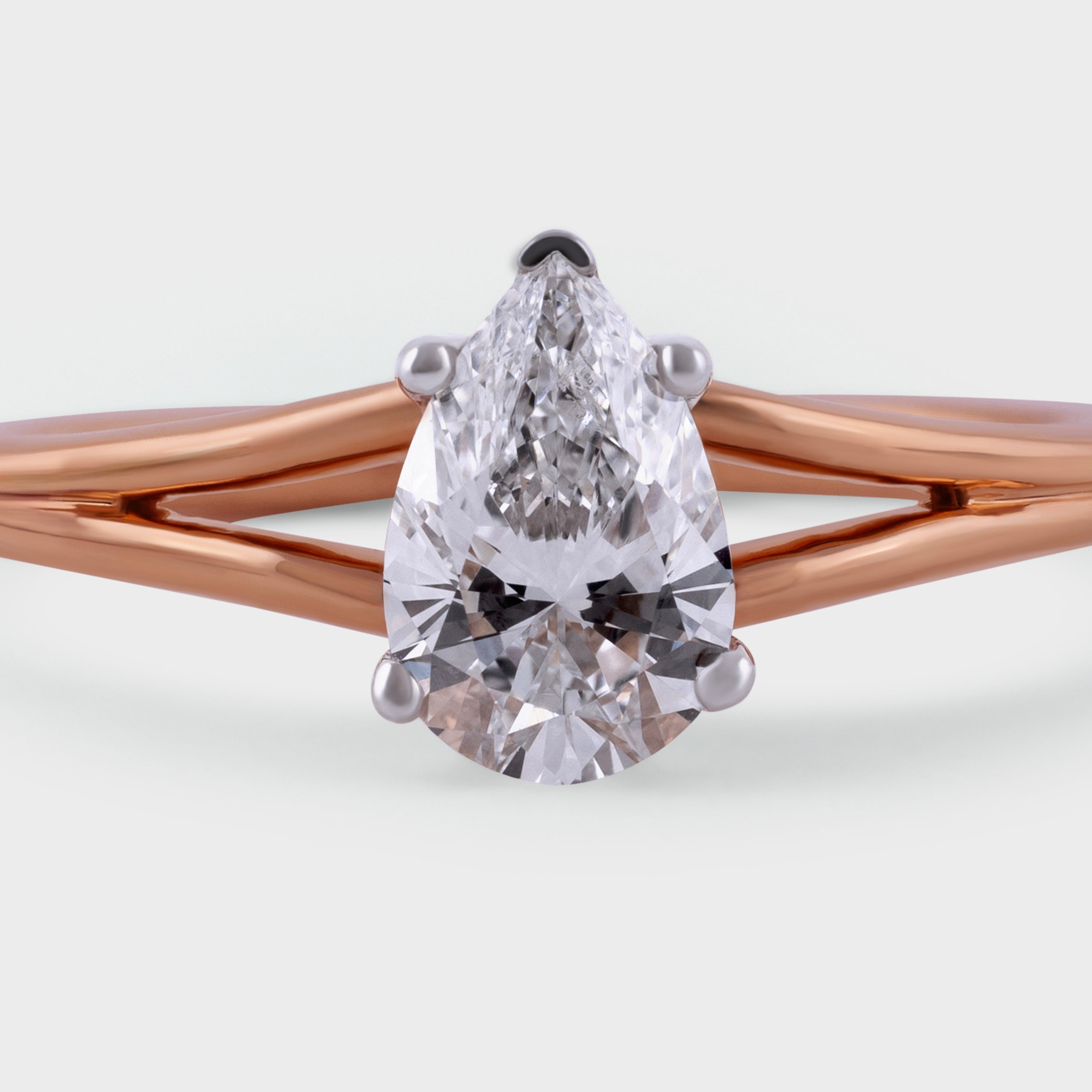 Pear Shaped 0.73 Carat Lab Grown Solitaire Diamond Rose Gold 18K Ring | SKU : 0020069971