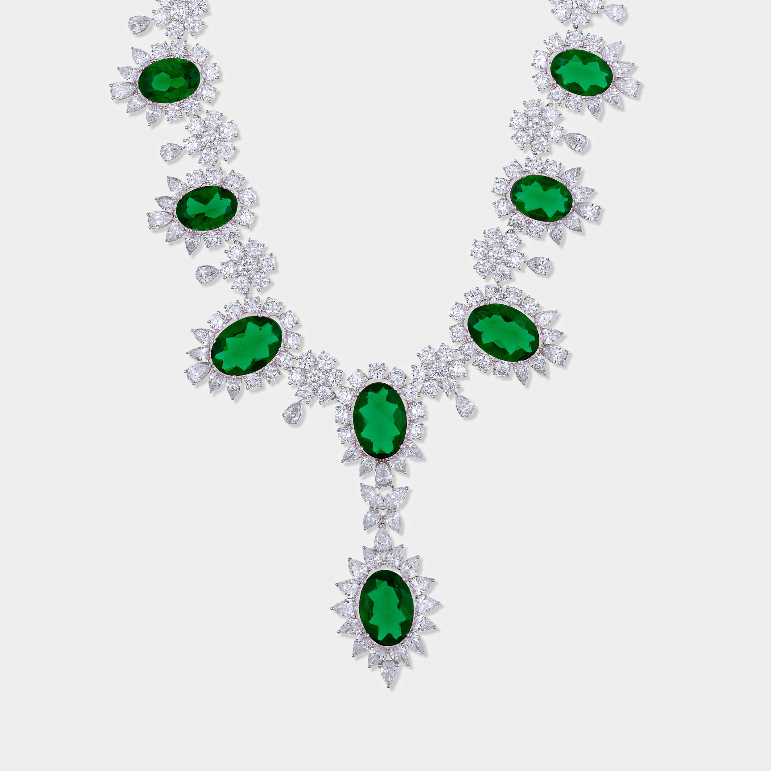 Round Brilliant-Pear-Marquise Oval Green Gems Lab-Grown Solitaire Diamonds Necklace| SKU : 0020186791 - crash.club by CKC